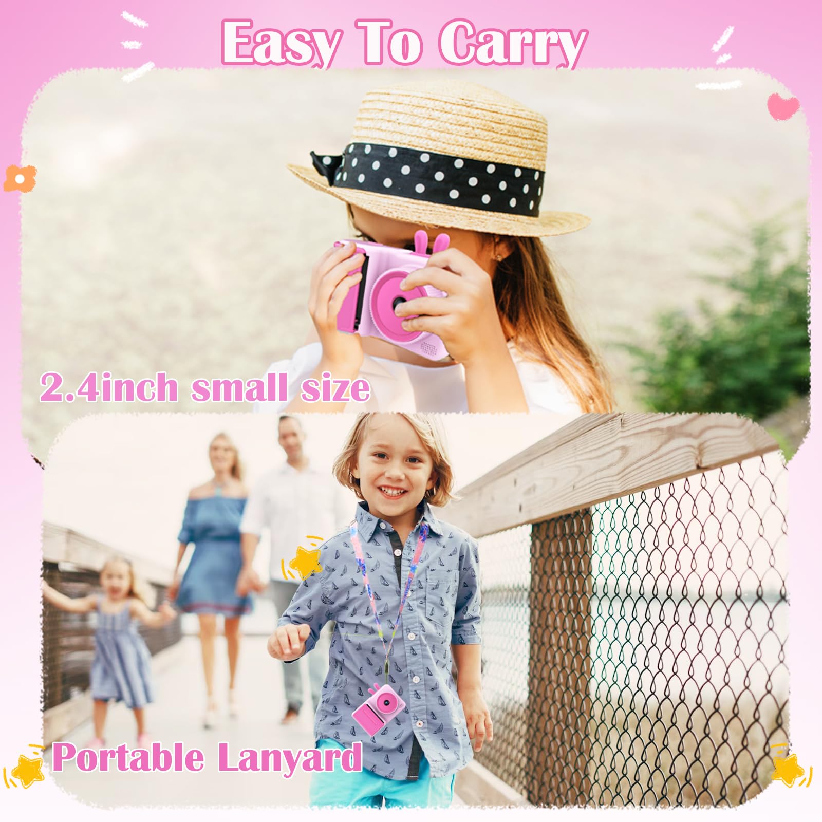 YINOCHE Fotocamera per bambini, stampa istantanea, fotocamera per bambini con foto stampabili, giocattoli per bambini dai 3 ai 14 anni, fotocamera digitale, regalo di compleanno per ragazze (rosa)