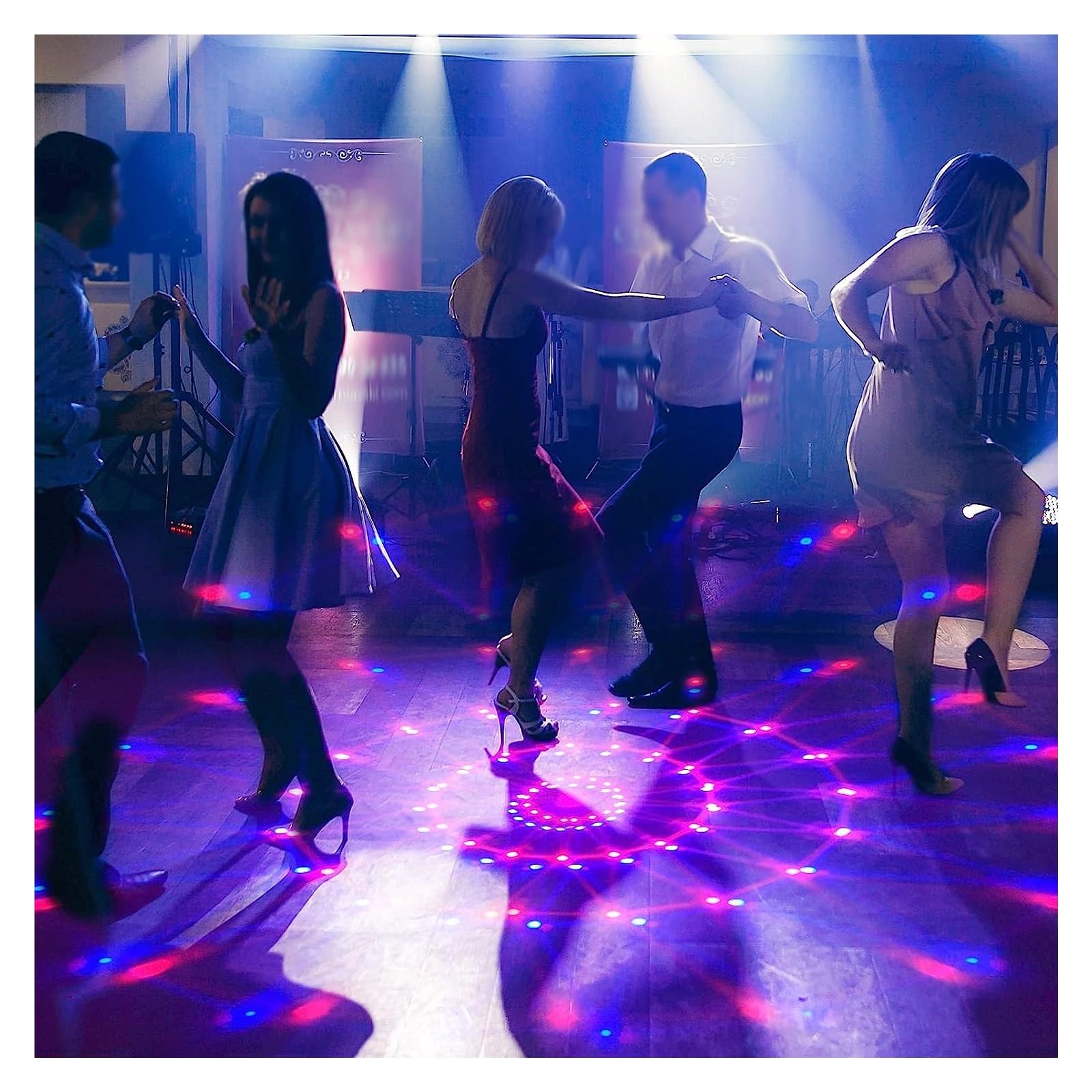 Luci DJ, 4IN1 LED DJ Lights Proiettore remoto Strobe Magic Ball UV Black Stage Lighting Effect DJ Disco Party Holiday Dance Bar per feste, bar, club, matrimoni, Halloween, Natale