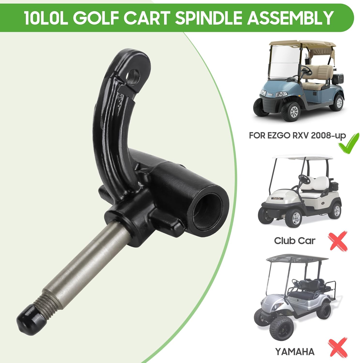 10L0L Golf Cart Driver Side Spindle Assembly Compatible with EZGO RXV 2008-up Golf Cart Model, Replace OEM# 607413, 601413