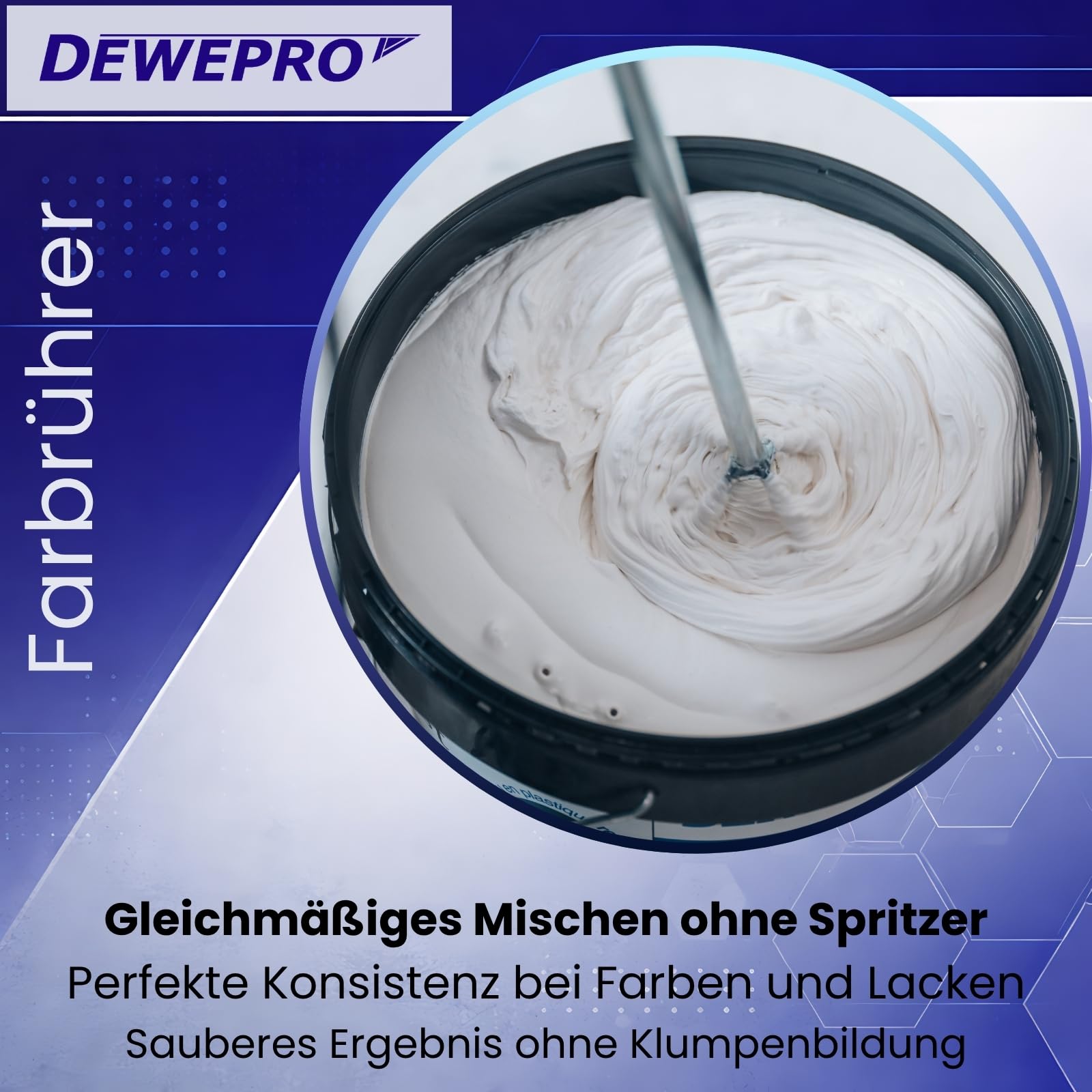 DEWEPRO Rondenrührer 80 x 400 mm - Farbrührer verzinkt mit Ring & Spiralkopf - Rührquirl mit 6-Kant 8 mm Aufnahme für Farben, Lacke, Lasuren & Flüssigkeiten