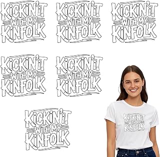 Kickin It with My Kinfolks Family Reunions Saying Iron on Patches for Tshirts 6pcs