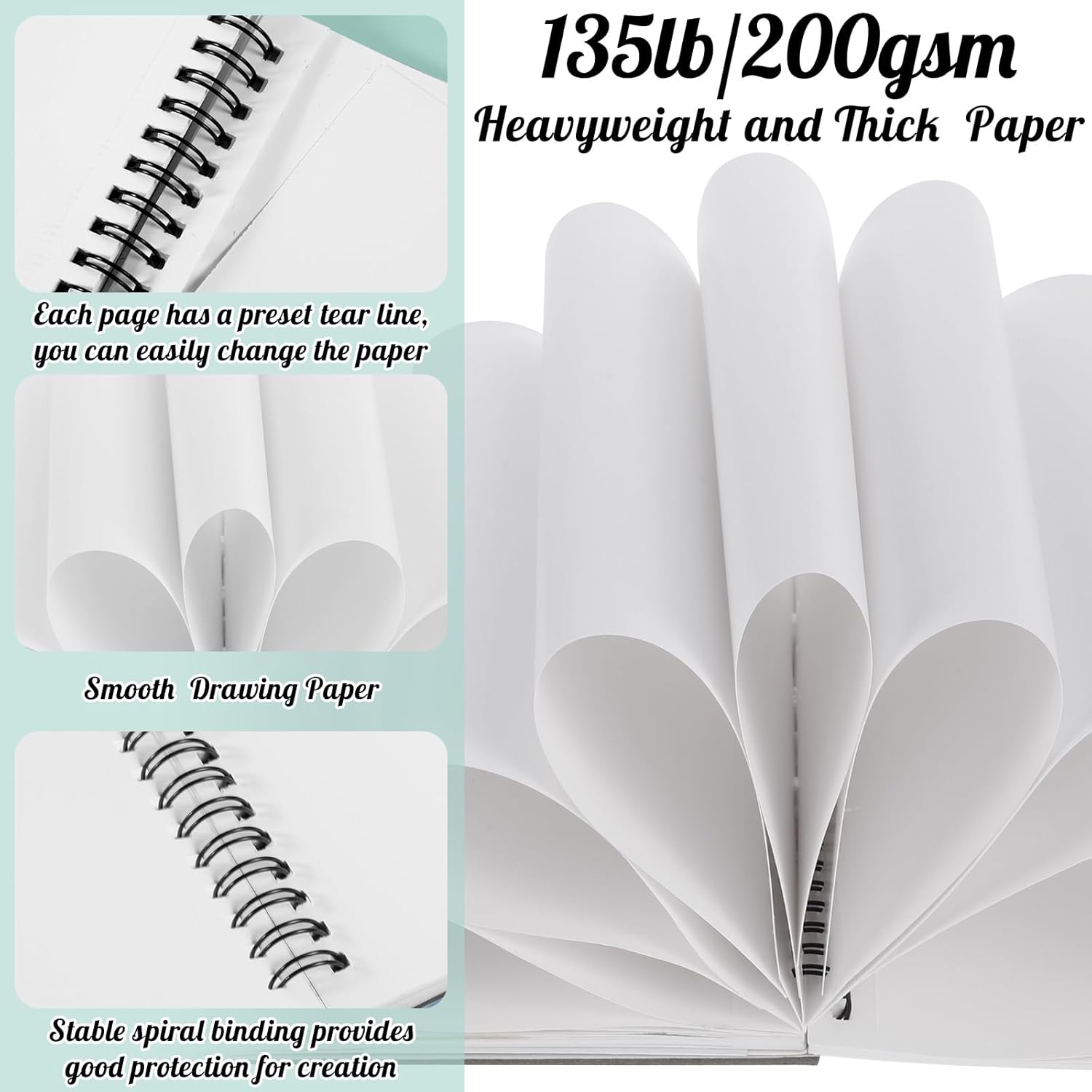 135lb/200gsm Marker Paper Pad, 7.6×10in Double Sided Bleedproof Marker Sketchbook, 30 Sheets Art Paper Sketch Pad, Painting Coloring Smooth Alcohol Marker Paper for DIY, Drawing, Ideal Gift - Image 4