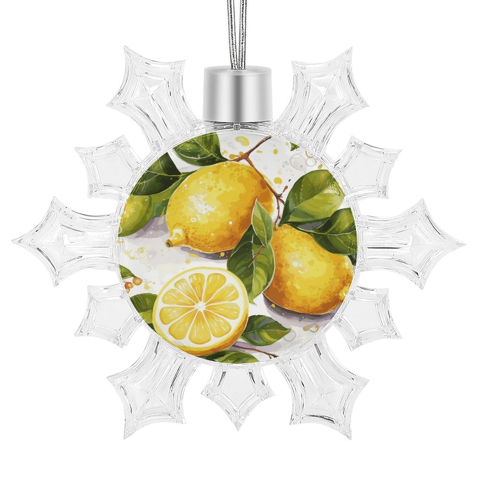 Fruits Lemon Snowflake Ornaments Cute Snowflake Pendant Exquisite Christmas Tree Ornaments for Christmas Weddings New Year Birthday Holiday Celebration