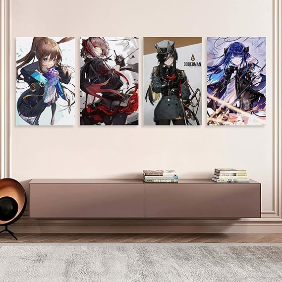Amazon Co Jp アニメ風 ポスター 4つセット 可愛い アークナイツ W アークナイツ ドーベルマン アークナイツ アークナイツ アーミヤ 壁キャンバス 絵画 アートパネル アートワーク 壁の絵 壁掛け 雰囲気 癒し 高精細 インテリア 油絵 軽くて取り付けやすい 接客室 出産