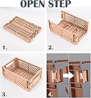 Vista 4 de monomono Paquete de 5 cestas de plástico para organizar, cajas plegables plegables para almacenamiento y organización, almacenamiento en el baño