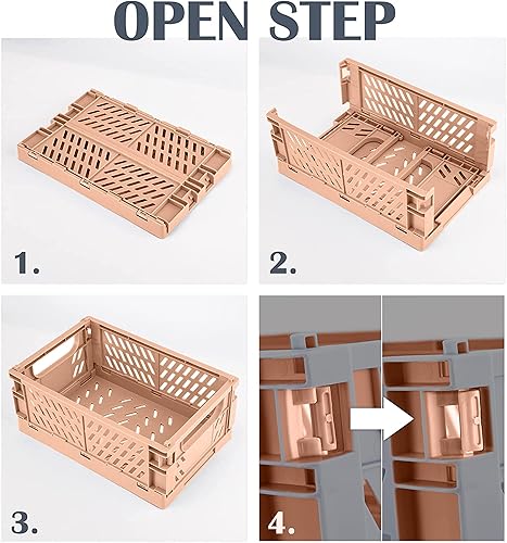 Miniatura 4 de monomono Paquete de 5 cestas de plástico para organizar, cajas plegables plegables para almacenamiento y organización, almacenamiento en el baño