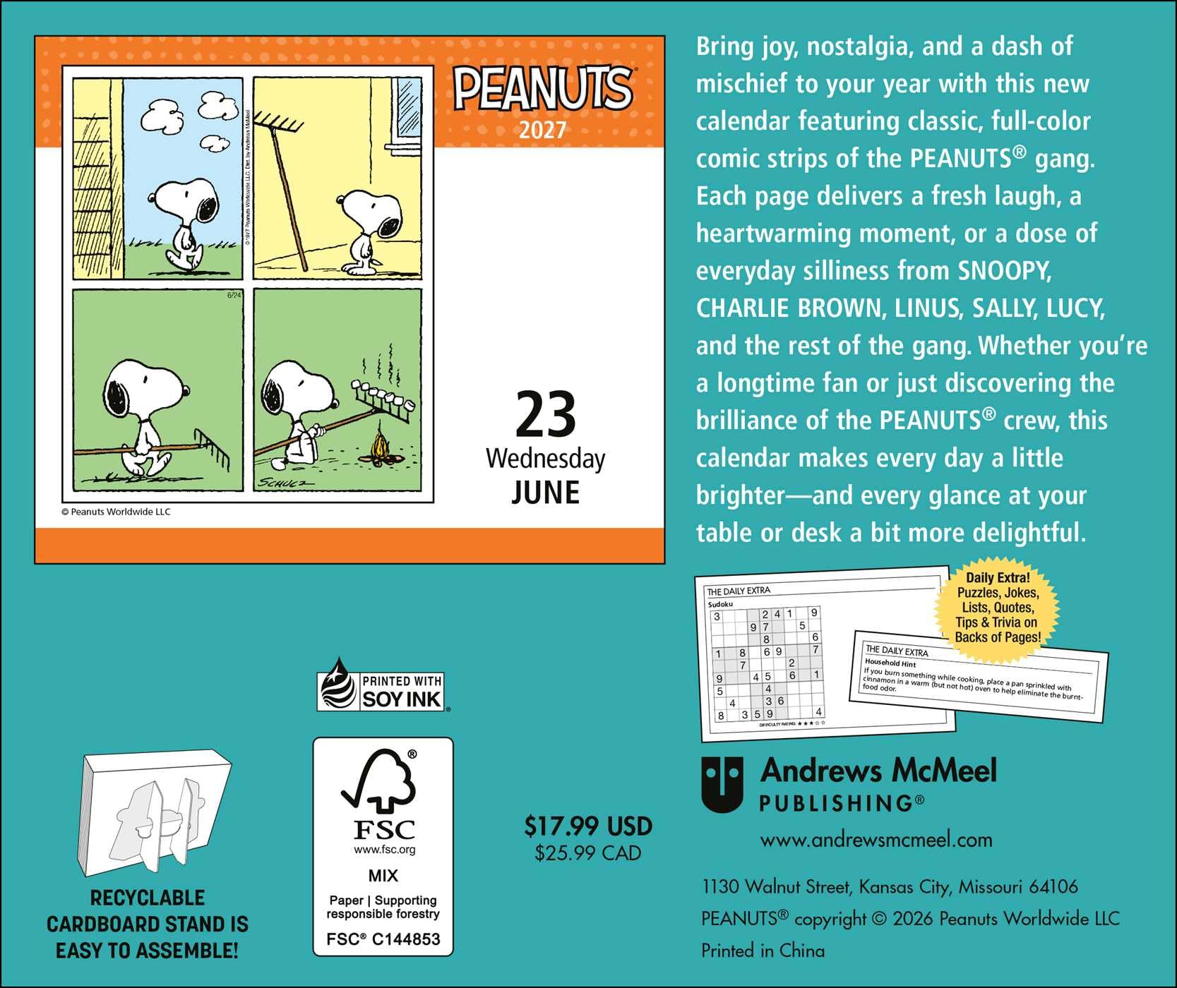 Peanuts 2027: Original Andrews McMeel-Tagesabreißkalender [Kalendar]