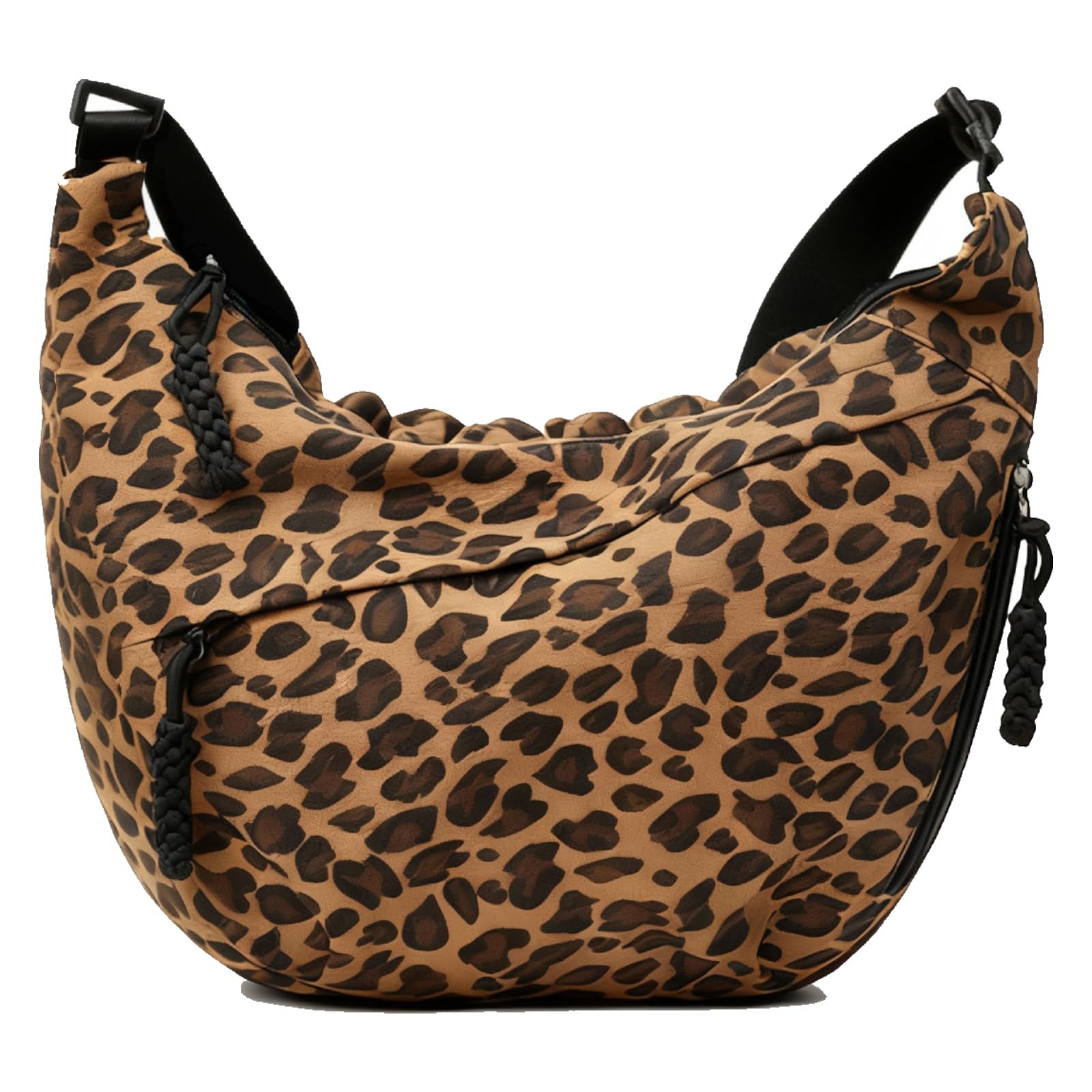 AUNGCSHE Leopard - Borsa a tracolla da donna, a mezza luna, con tracolla regolabile, per donne, viaggi, lavoro, tinta unita