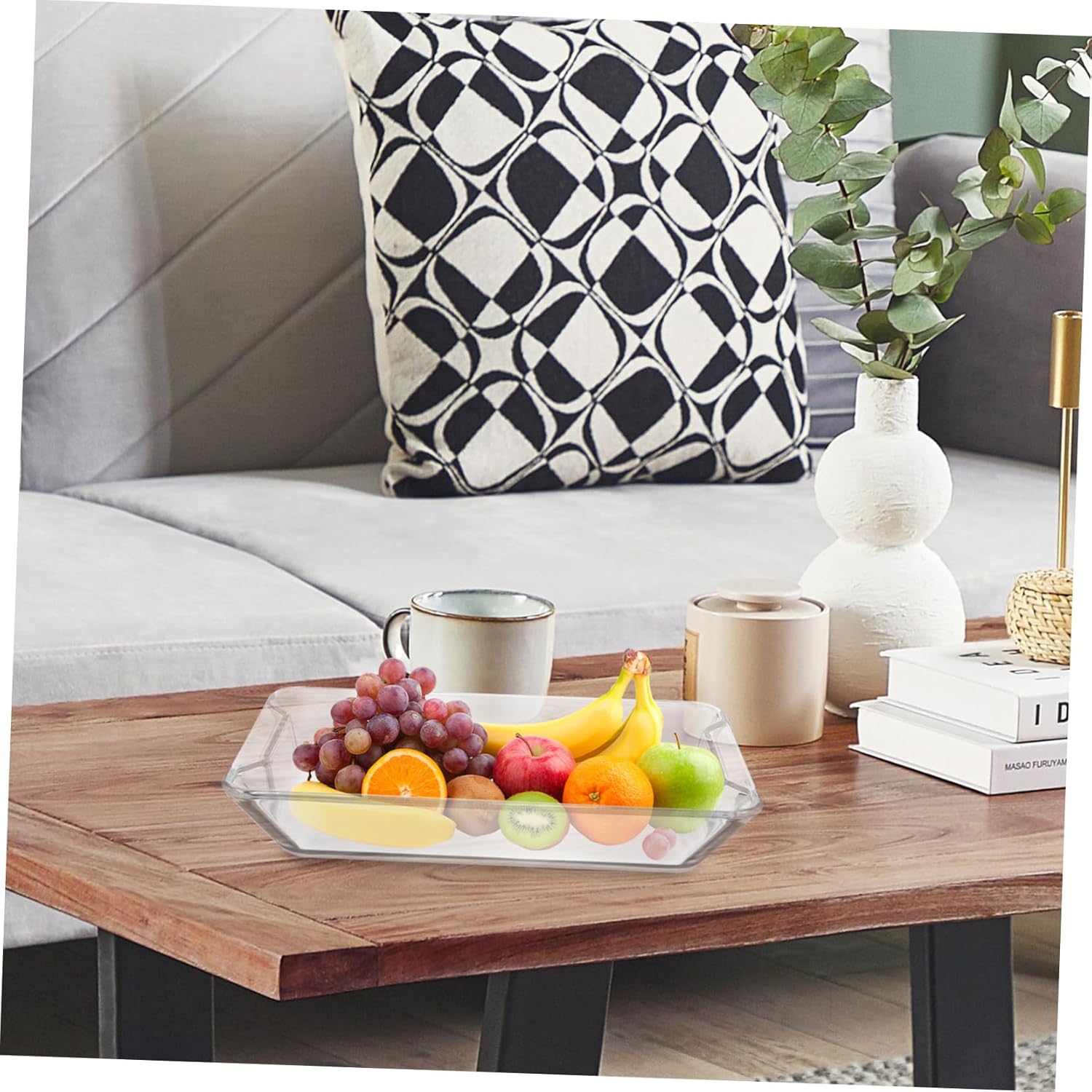 Cabilock Delicate Fish Steaming Dish Tempered Glass Serving Platter for Steaming Fruits and Snacks Food Storage Tray for Parties and Family Gatherings