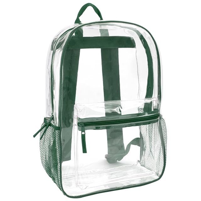 Trail maker Clear Backpack Heavy Duty with Padded Straps Side Pockets for Kids Boys Girls School Stadium Approved