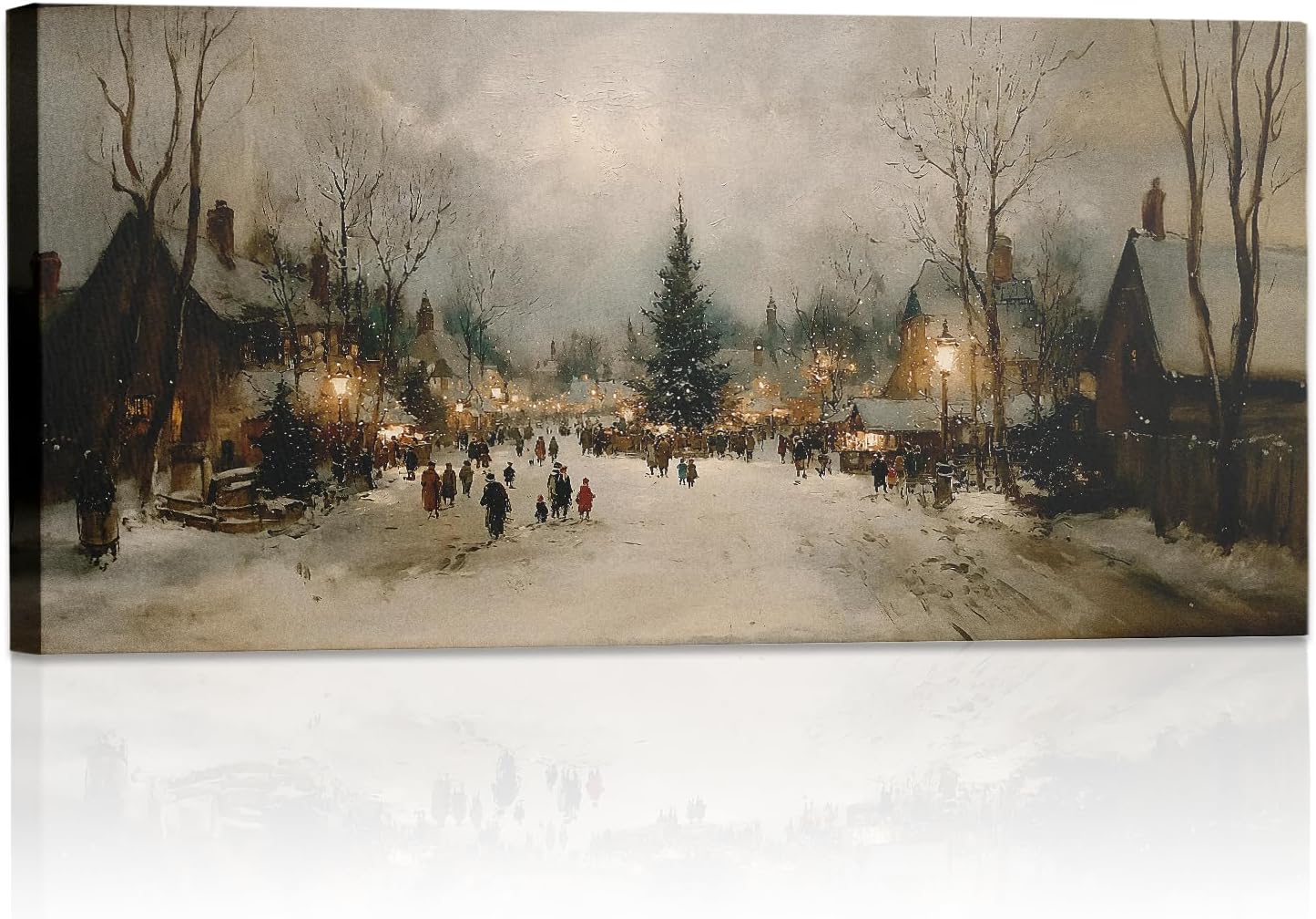 SVFGHGGN Rustic Farmhouse Vintage Neutral Winter Large Christmas Framed Above Wall Art Pictures Canvas Decor Decorations for Bedroom Room Home, 40x20 Inches gray farmhouse