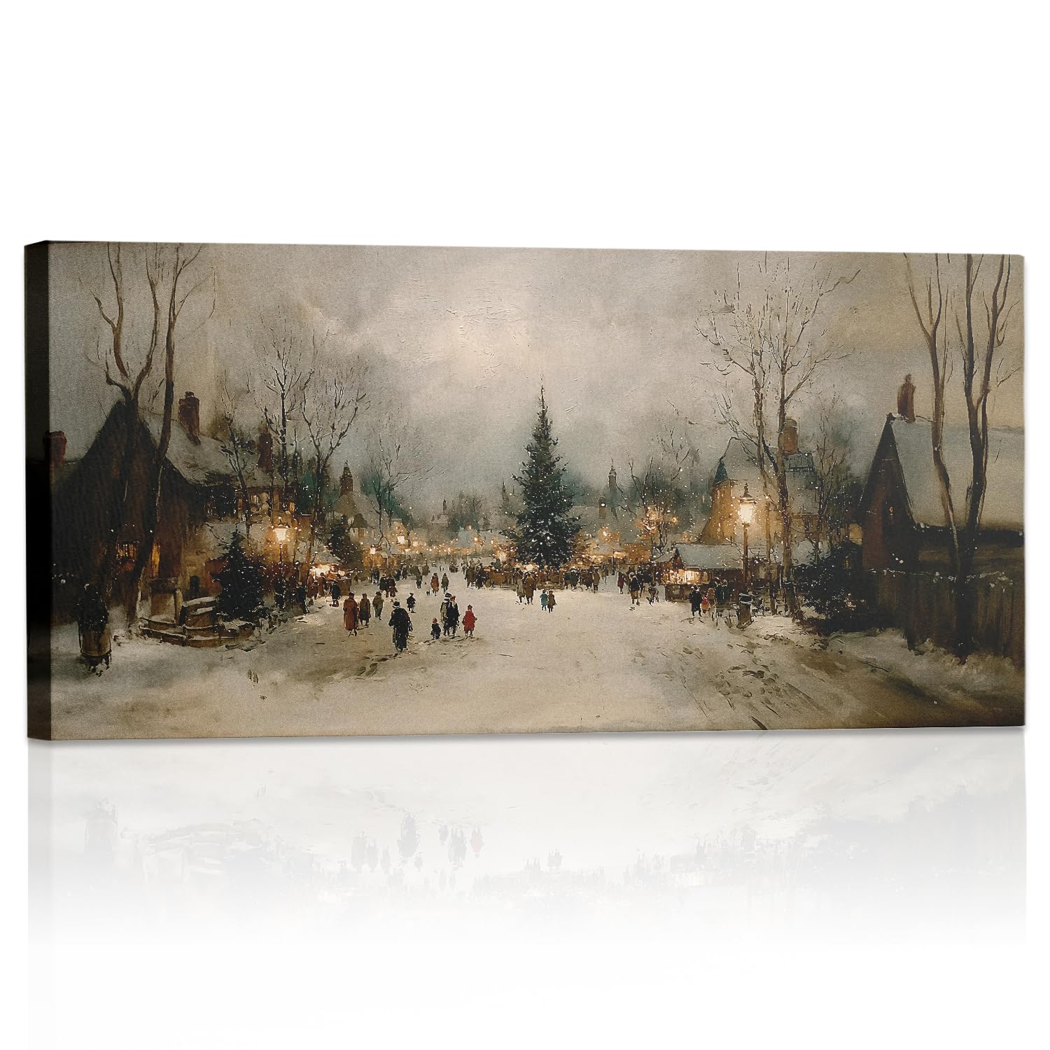 Photo 1 of **REFER TO NELLis PHOTO**SVFGHGGN Retro Rustic Large Christmas Tree Framed Above Wall Art Pictures Canvas Decor, Colorful Farmhouse Winter Christmas Wall Decor Decorations for Bedroom Room Home, 40x20 Inches