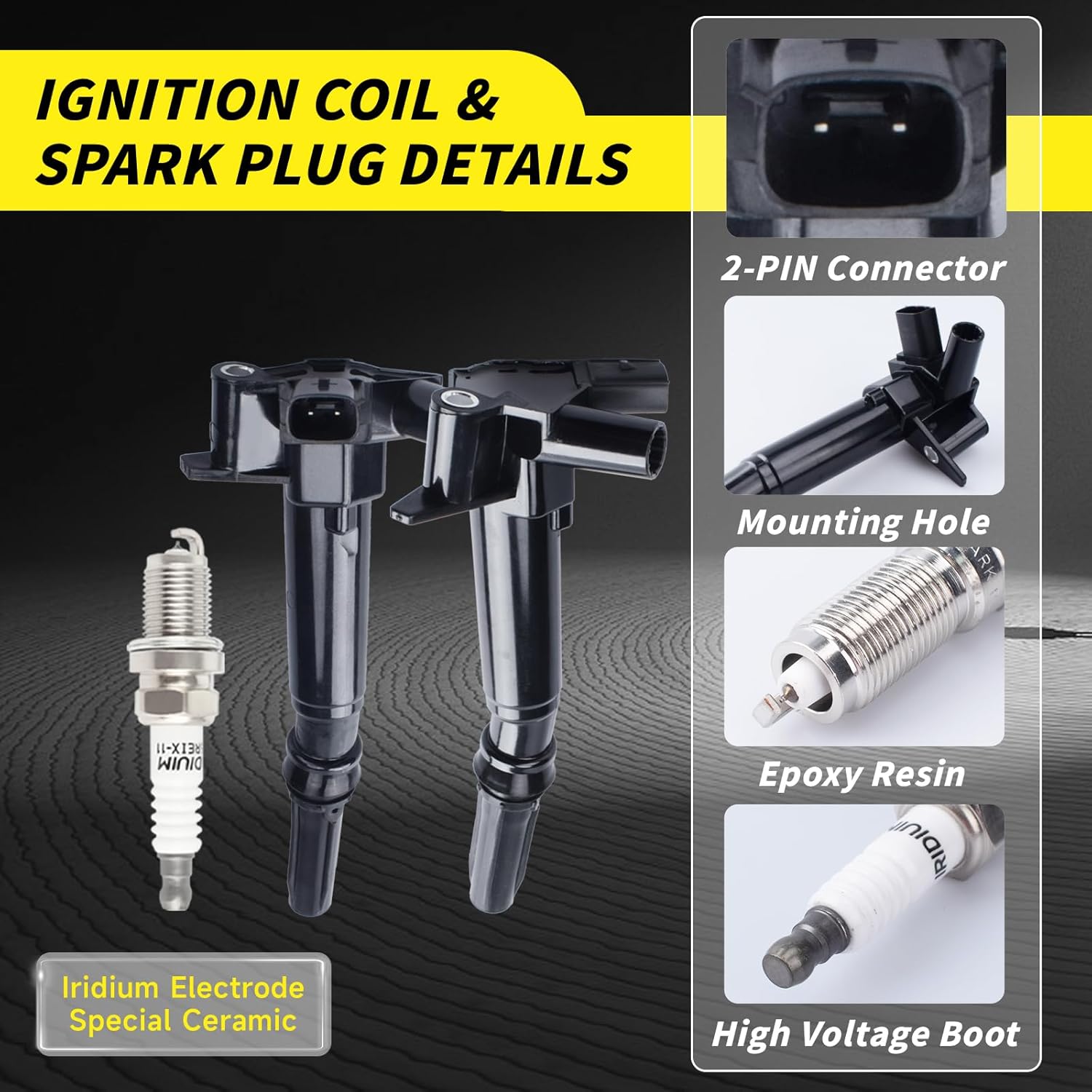 Set of 8 UF631&UF639 Ignition Coil Pack & Iridium Spark Plug Compatible with Ford F150 2010-2014 F250 F350 2011 2012 2013 2014 2015 2016 2017 Super Duty E350 V8 6.2 Replaces#DG526 AL3Z-12029-A