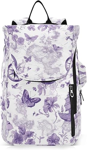 Mochila de tenis para mujer y hombre, transpirable, cráneo morado, mariposa, 2 raquetas, bolsa de gimnasio, bolsa de gimnasio para hombres y