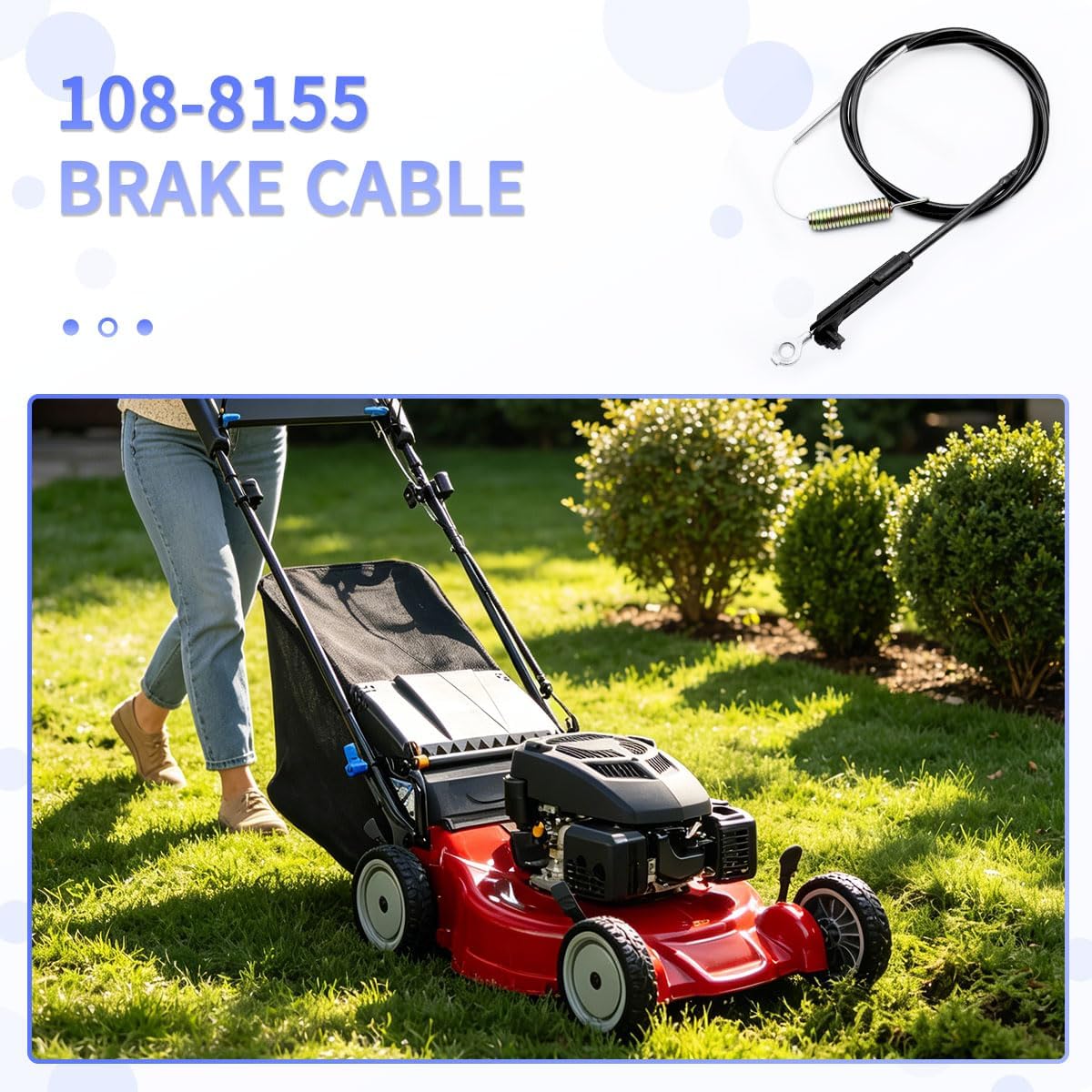 108-8155 Brake Cable Replacement for Toro 20056, 20058, 20093, 20383, 20793, 20795, 21383 Super Recycler Walk-Behind Mowers Replace Stens 290-848