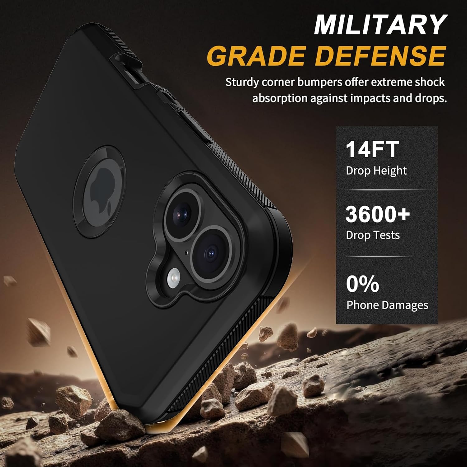 for iPhone 17 Case with Belt-Clip Holster,Military Grade Shockproof Anti-Scratch Phone Cover with 2 Screen Protector & Kickstand,Full Body Rugged Protective Case for iPhone 17 (Black)