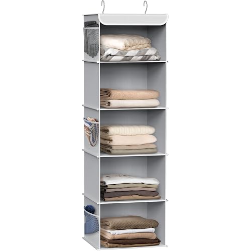 Simple Houseware 5 Shelf Hanging Closet Organizer, Gray