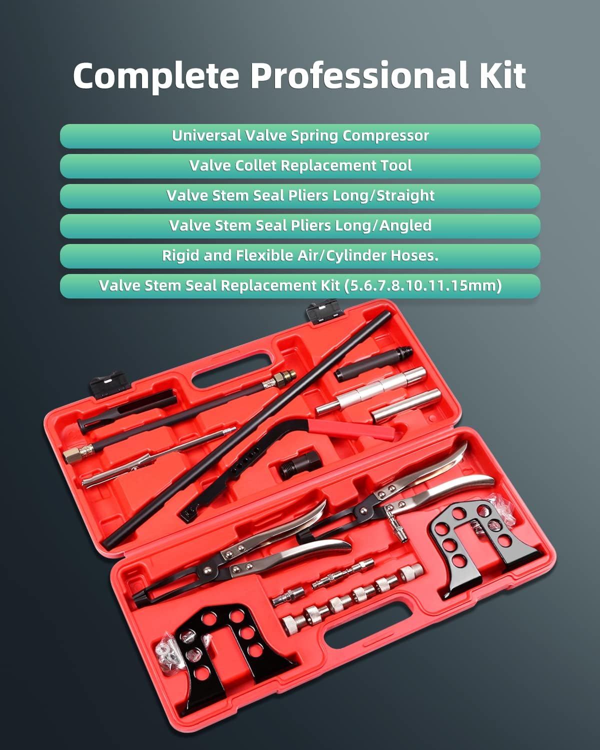 SCITOO Valve Spring Compressor Removal Installer Tool Kit Universal Pro Cylinder Head Service Set Tool Kit Fit for 8, 16 and 24 Valve Engines