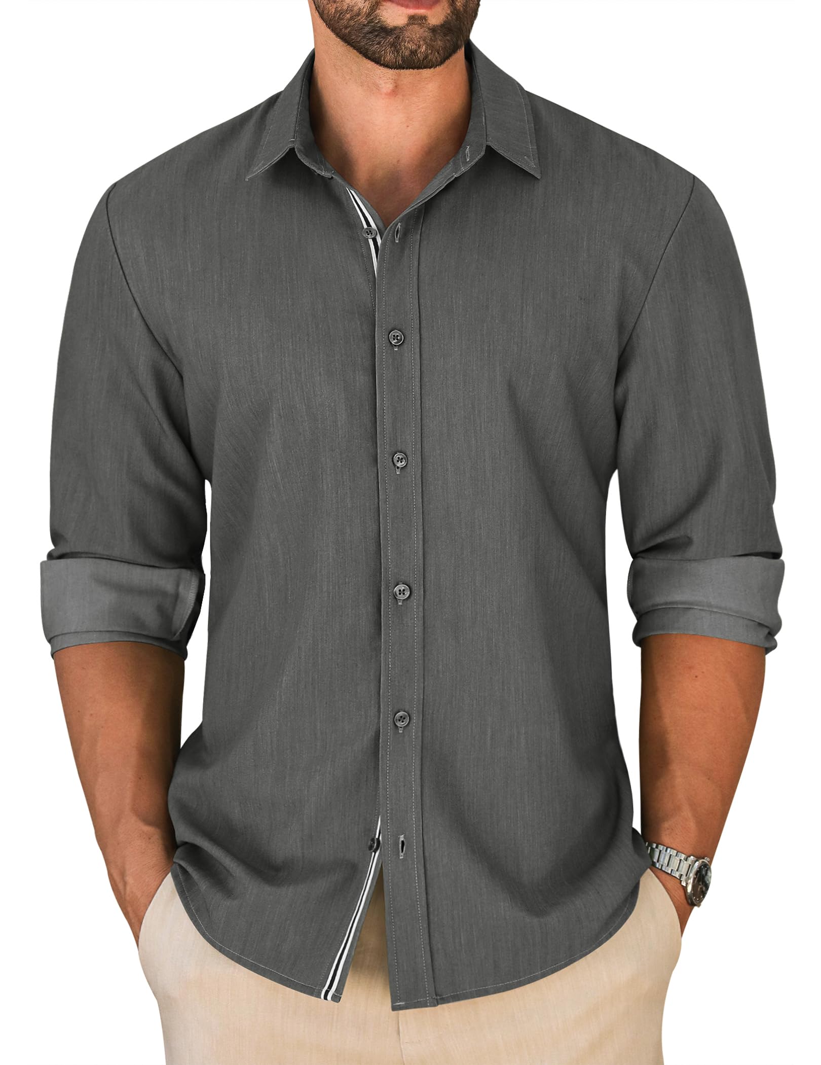 LETSEE Denim Texture Shirt