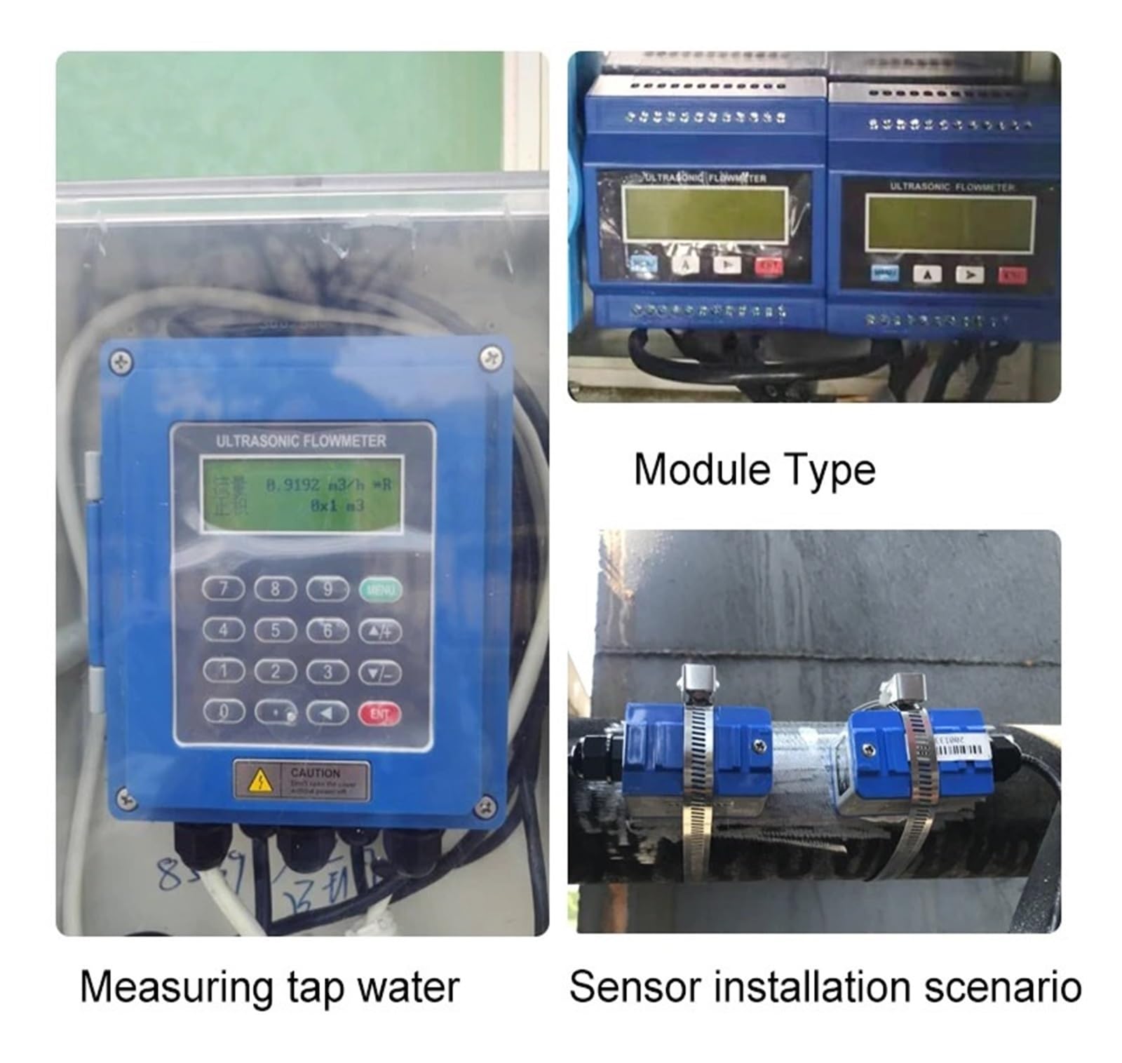Alta Sensibilidad Conexión de abrazadera del medidor de flujo ultrasónico con sonda del Sensor de temperatura medidor de flujo de agua Digital de leche salida analógica Medidas precisas(Model1)