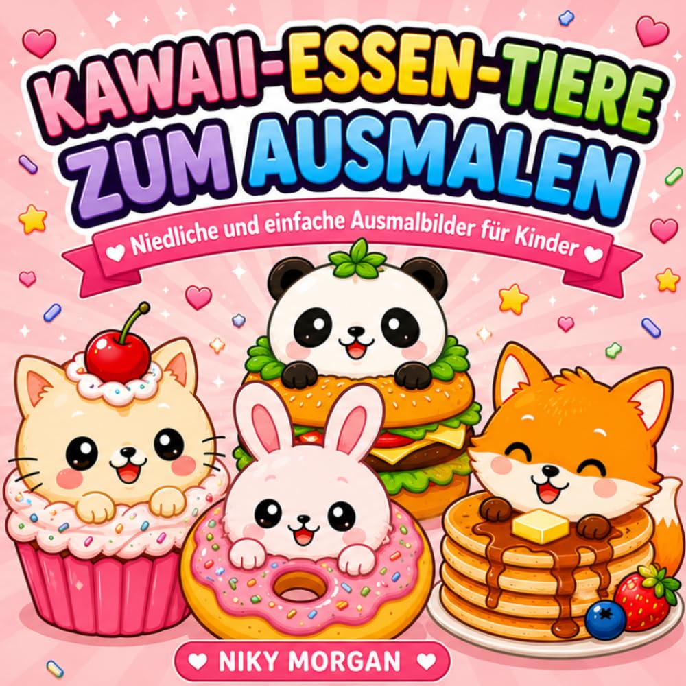 Kawaii-Essen-Tiere zum Ausmalen: Niedliche und einfache Ausmalbilder für Kinder (Cozy Coloring Adventures)