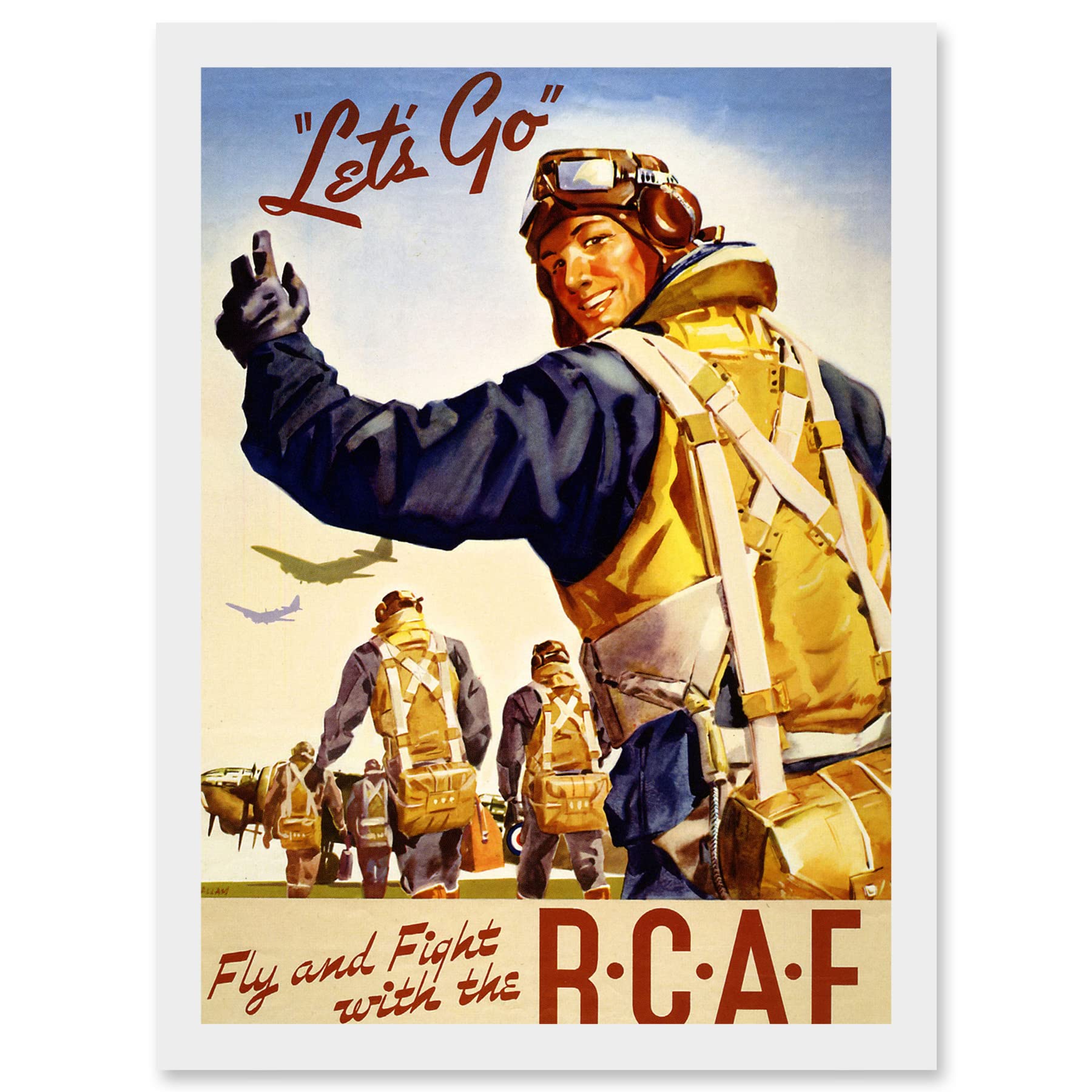 Artery8 World War WW2 Canada RCAF Fly Fight Pilot Air Force Vintage A4 Artwork Framed Wall Art Print
