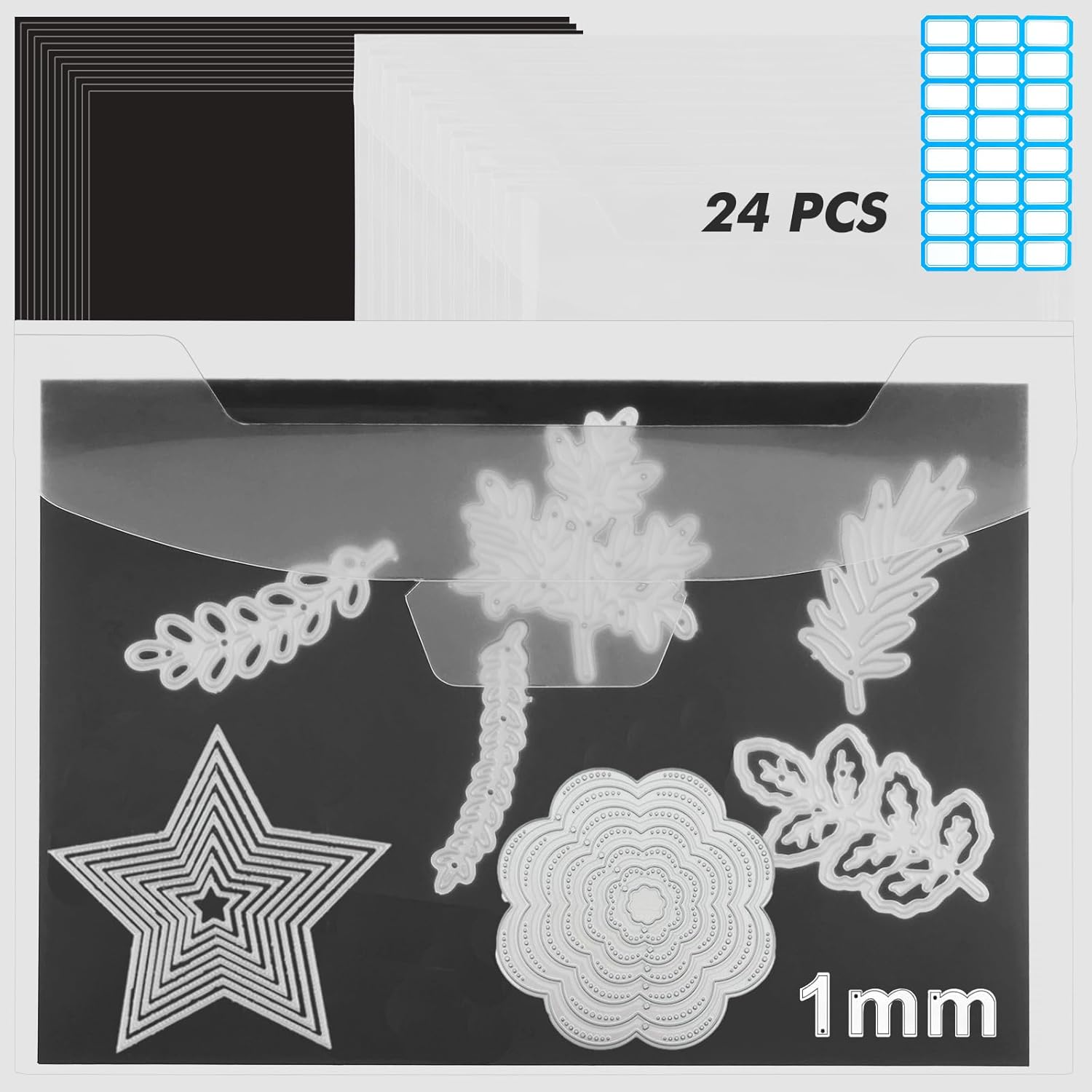 24 PCS Large Magnetic Sheets for Dies Storage 8.5 x 12 Inch Die Cut Storage Envelopes 1mm Magnetic Sheets & Die Storage Sleeves with Name Tab, Die Storage Set for Scrapbookers & Card-Makers