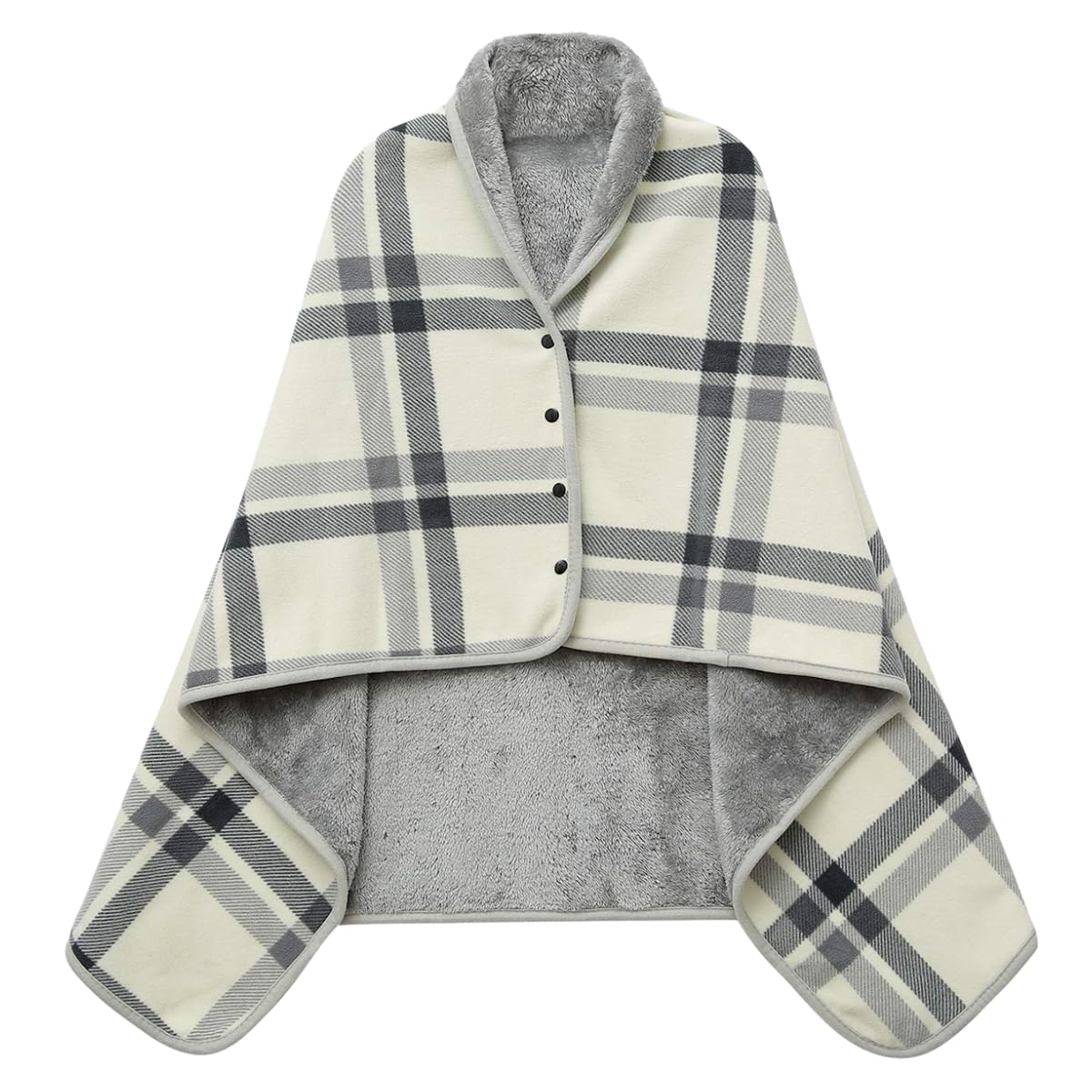 JFAN Poncho Donna Invernale Coperta in Pile Indossabile con Bottoni a Pressione Mantella Caldo Poncho Pile Donna Casa