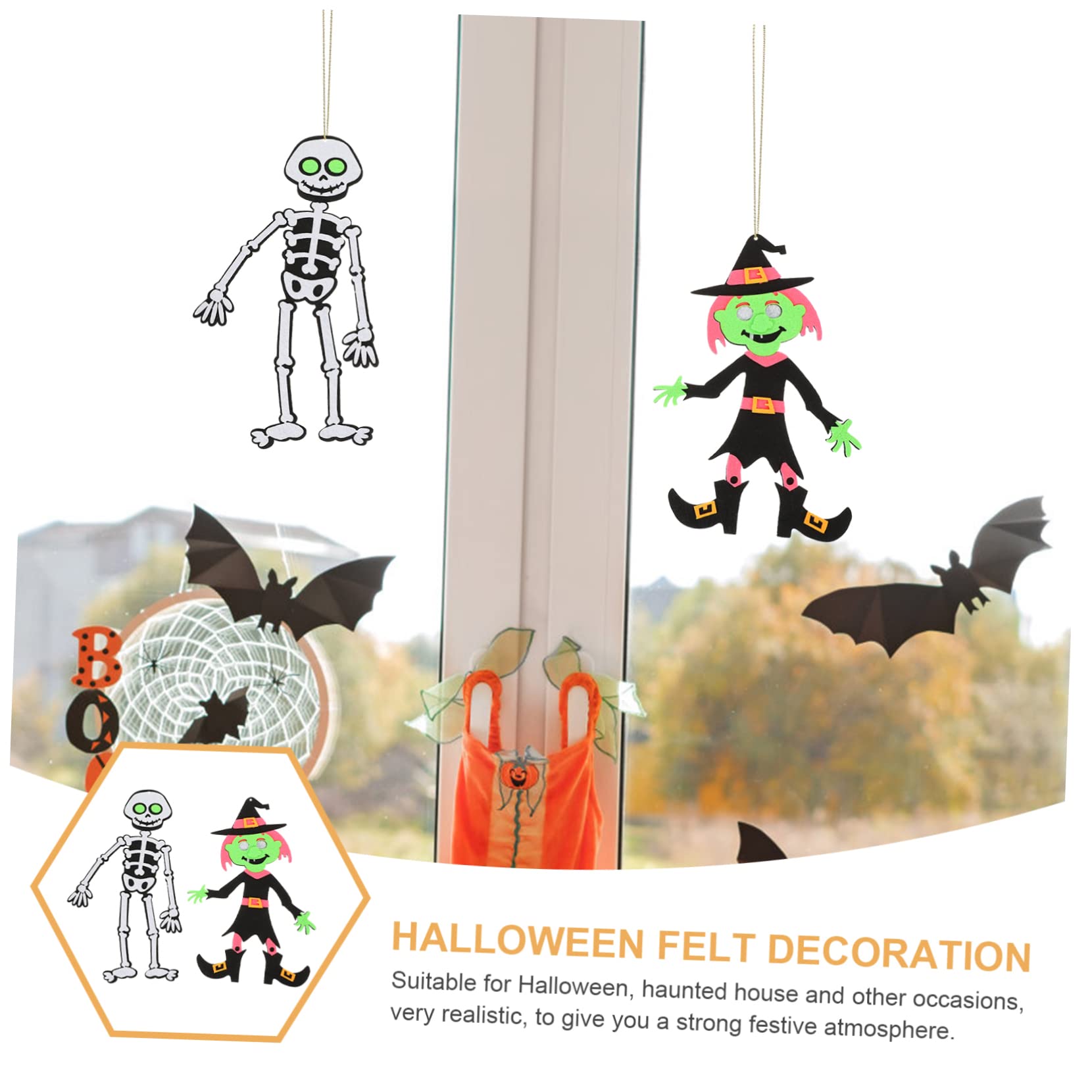 Didiseaon 20pezzi Decorazioni Di Halloween Feltro Pendenti Strega e Scheletro Accessori Per Feste e Addobbi Spaventosi Per Alberi e Finestre