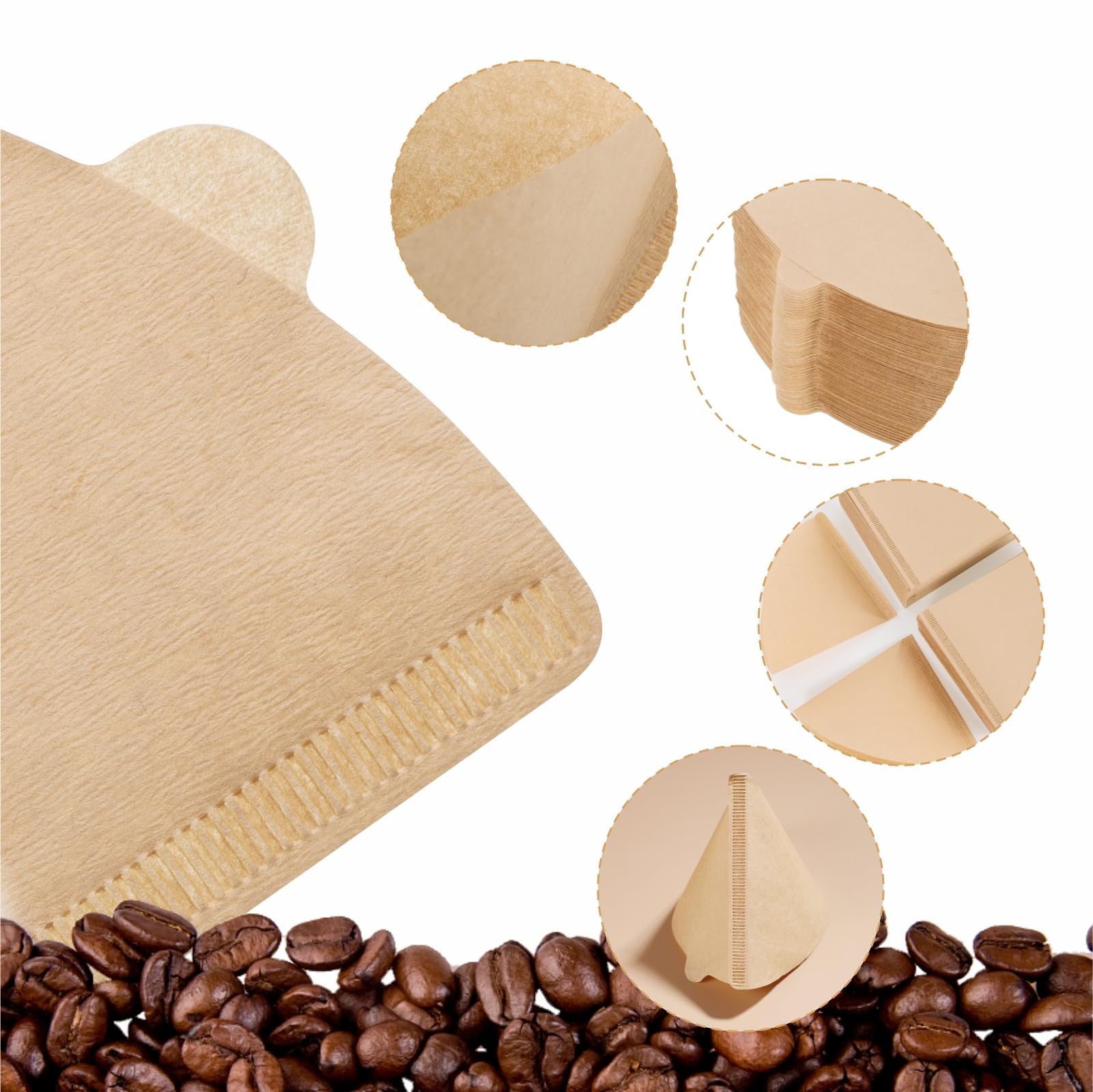 Filtri Per Caffè A Cono N°2 – 100 Pezzi, Non Sbiancati, Per V60 E Macchina A Goccia (1-4 Tazze) – Dingkei