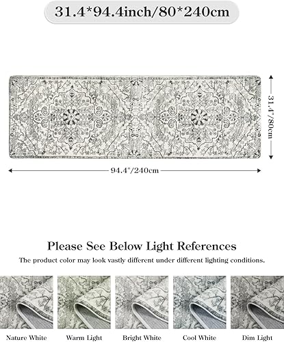 Miniatura 2 de Lahome - Tapete corredor bohemio de 2.8x8 pies para pasillos y cocina, lavable, con pelo corto y antideslizante, estampado impreso para baño,