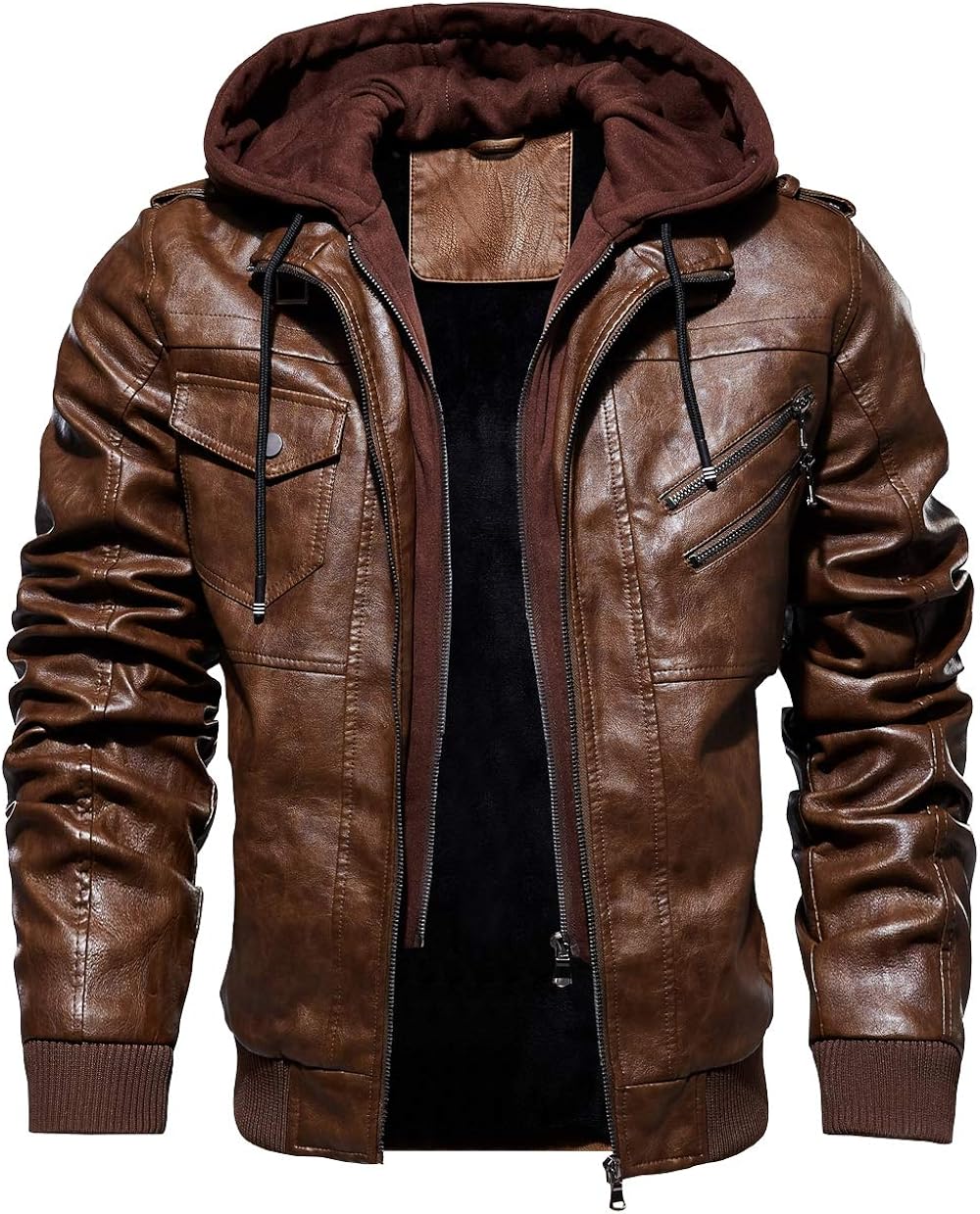distressed faux leather jacket