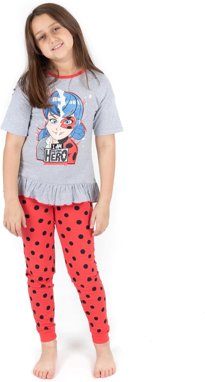 Miraculous Pajamas Girls Ladybug Superhero T-Shirt & Long Or Shorts Pjs