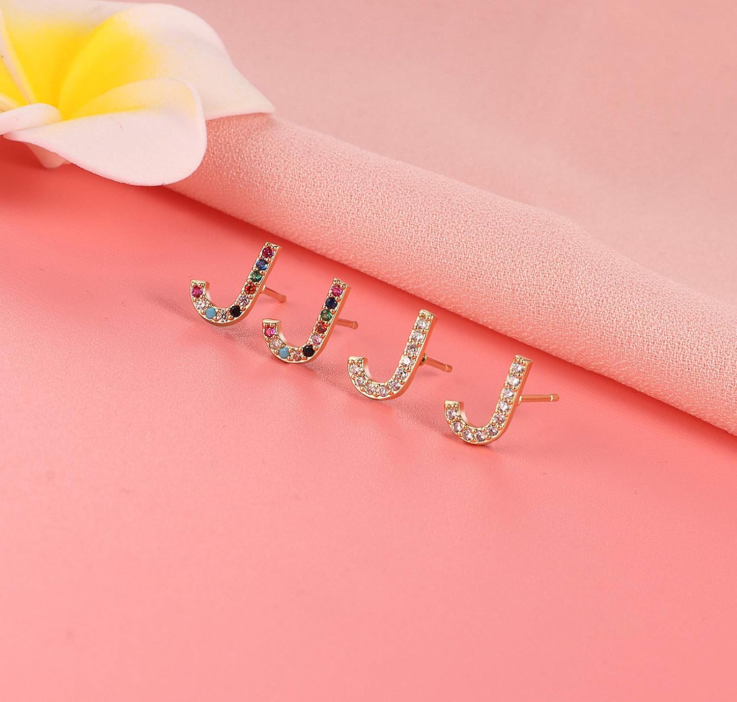 26/24 Paris Assorted Multiple Pack Initial Letter Stainless Steel Stud Earrings for Girls - Simple Chic Alphabet Letter Initial Earring Set for Teens Girls