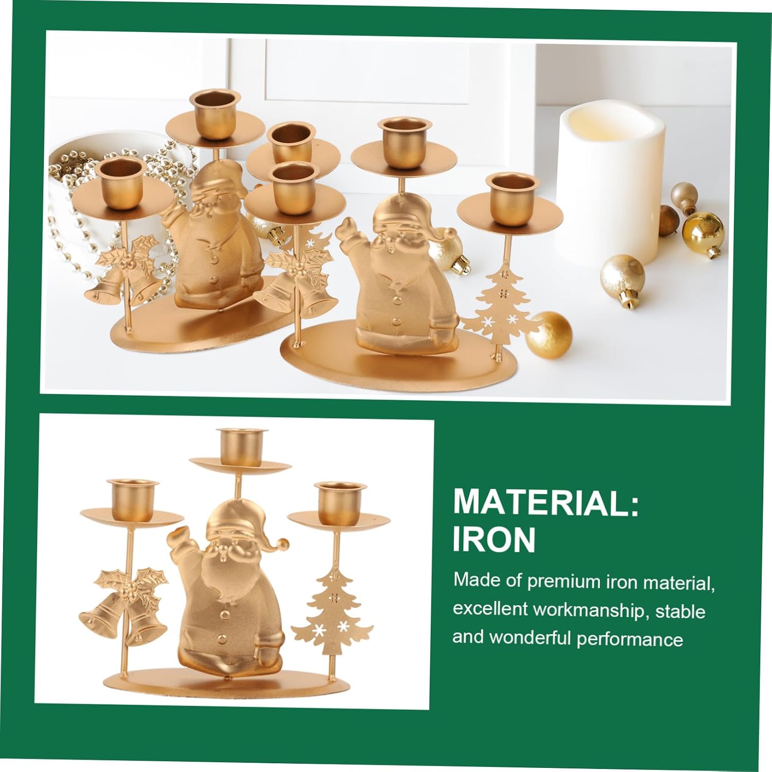 2pcs Retro Xmas Candle Holder Chic Iron Art Candlestick for Home Decor Elegant Christmas Centerpieces Festive Adornments for Special Occasions Sturdy Construction