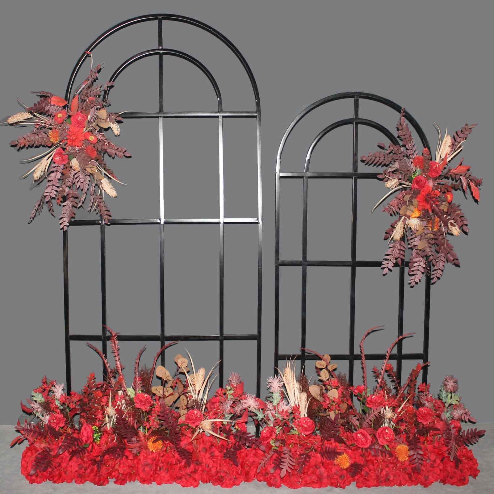 ALKOY 6Ft / 7Ft Metall-Hochzeitsbogen, Geometrische Form, Hochzeits-Fotoautomaten-Hintergrundständer Für Hochzeiten, Partys, Drinnen, Draußen, Kulissen, Gartendekorationen/Schwarz/1* Groß+1* Klein