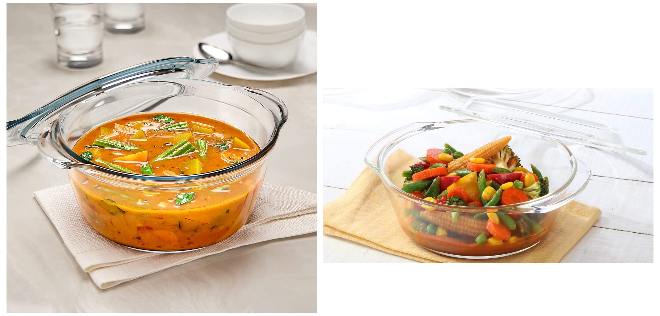 Borosil Glass Casserole Oven and Microwave Safe Serving Bowl with Glass  Lid, 1L Glass Casserole Oven and Microwave Safe Serving Bowl with Glass