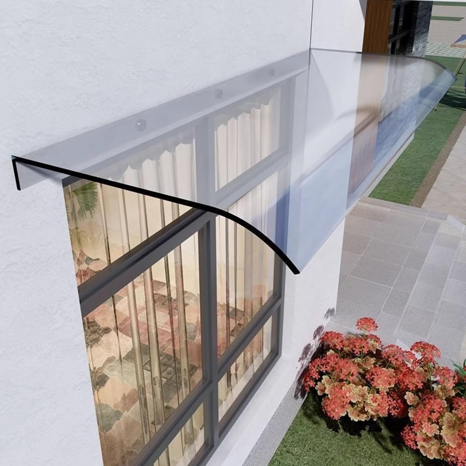 Auvent de porte d'entrée fini la pluie et le jaunissement avec le polycarbonate anti-UV
