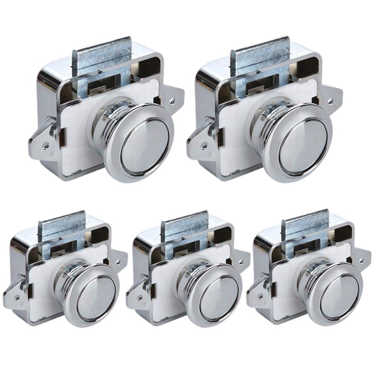 Jwvialel Big Chrome Home Cabinet Drawer Latch Button Locks Furniture Hardware 5Pcs(Big Chrome)