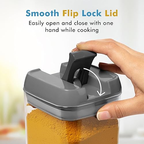 Miniatura 33 de Shazo 6 recipientes herméticos de almacenamiento de alimentos, recipientes de plástico transparente sin BPA para aperitivos y especias con tapas de