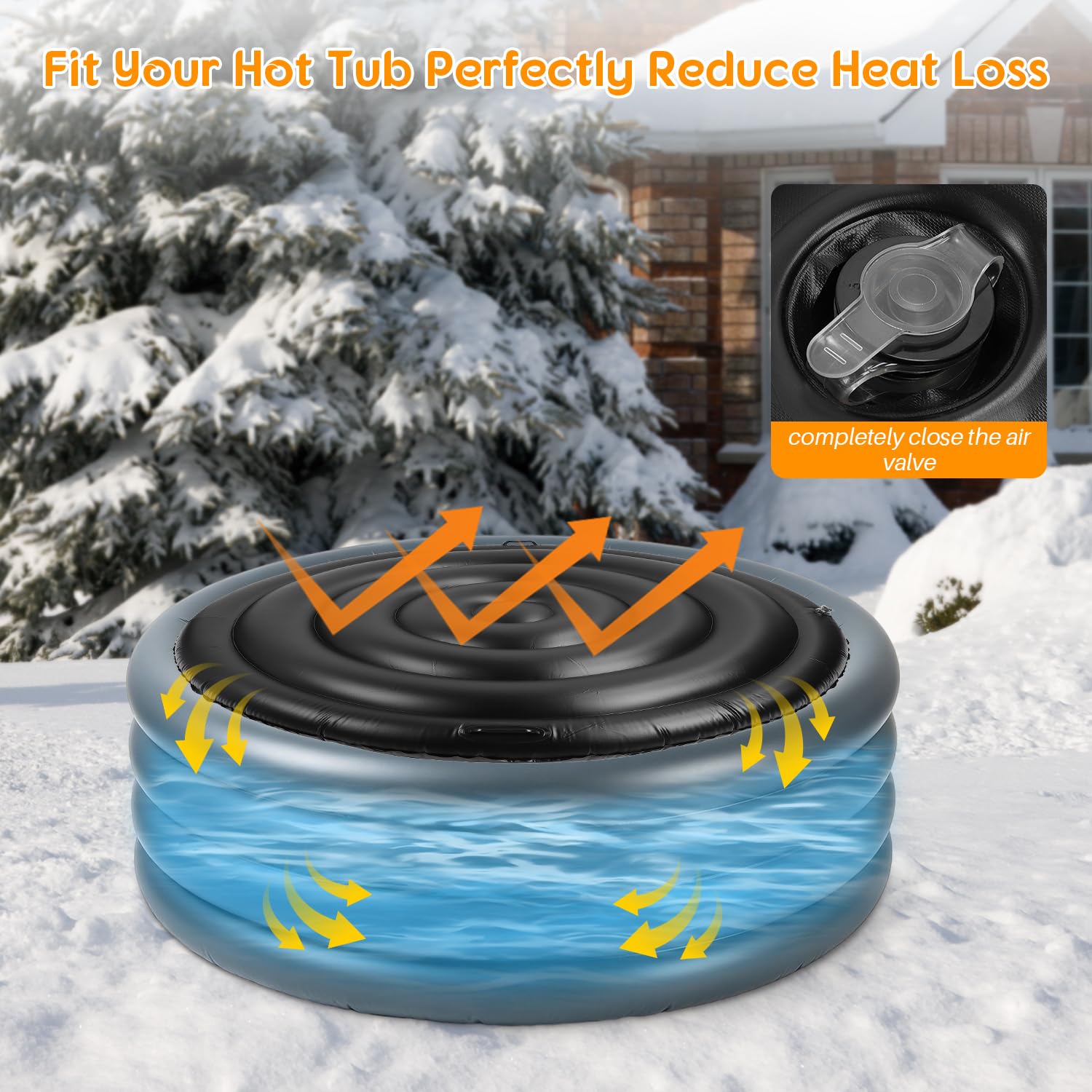 Copertura termica gonfiabile per spa, 165 cm, a risparmio energetico, protegge da acqua e intemperie, per piscine ed esterni (con manico), in laminato, ecologico