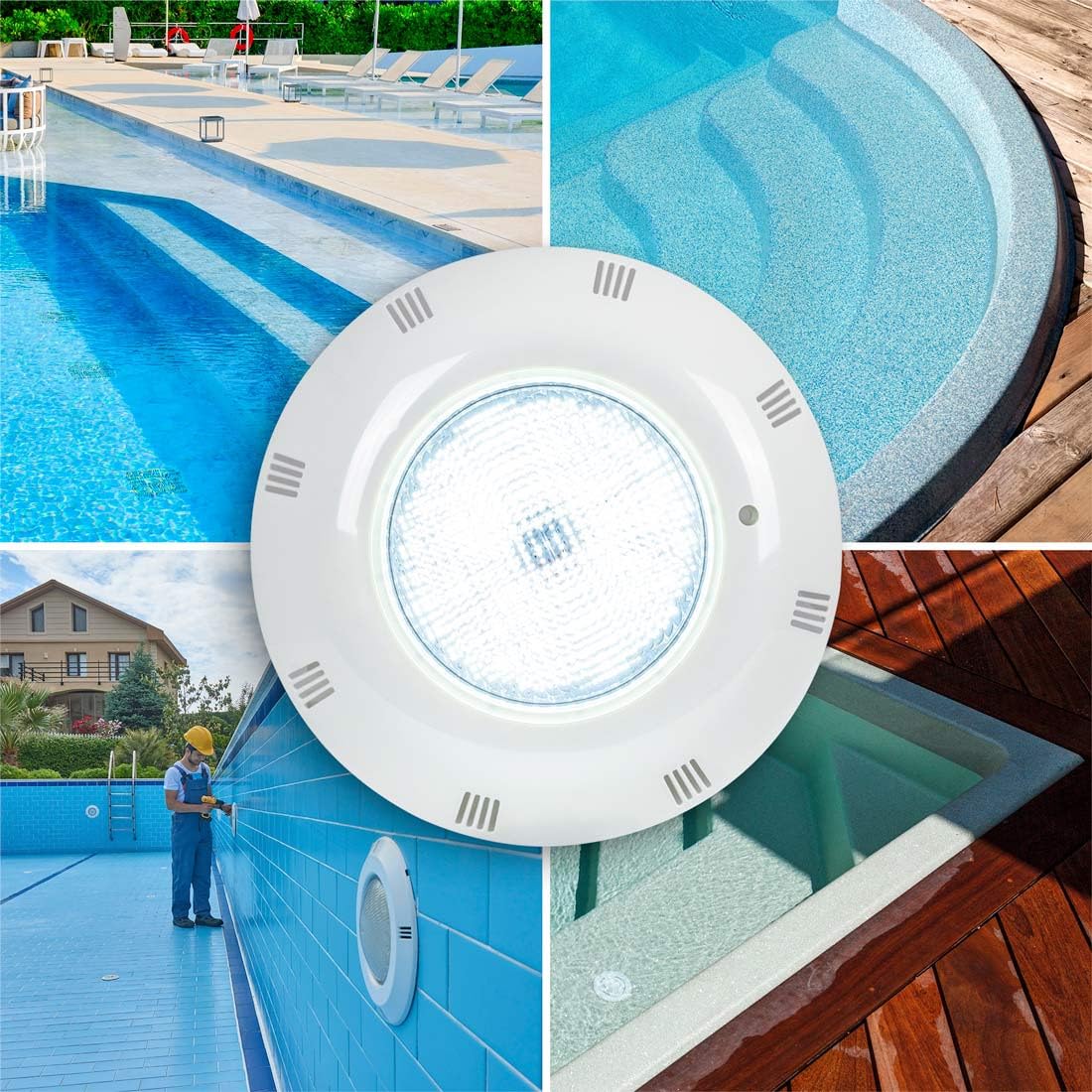 B·LED BARCELONA LED - Foco LED sumergible para piscina - 12V AC - 24W - IP68 - Ø295mm - Blanco Frío