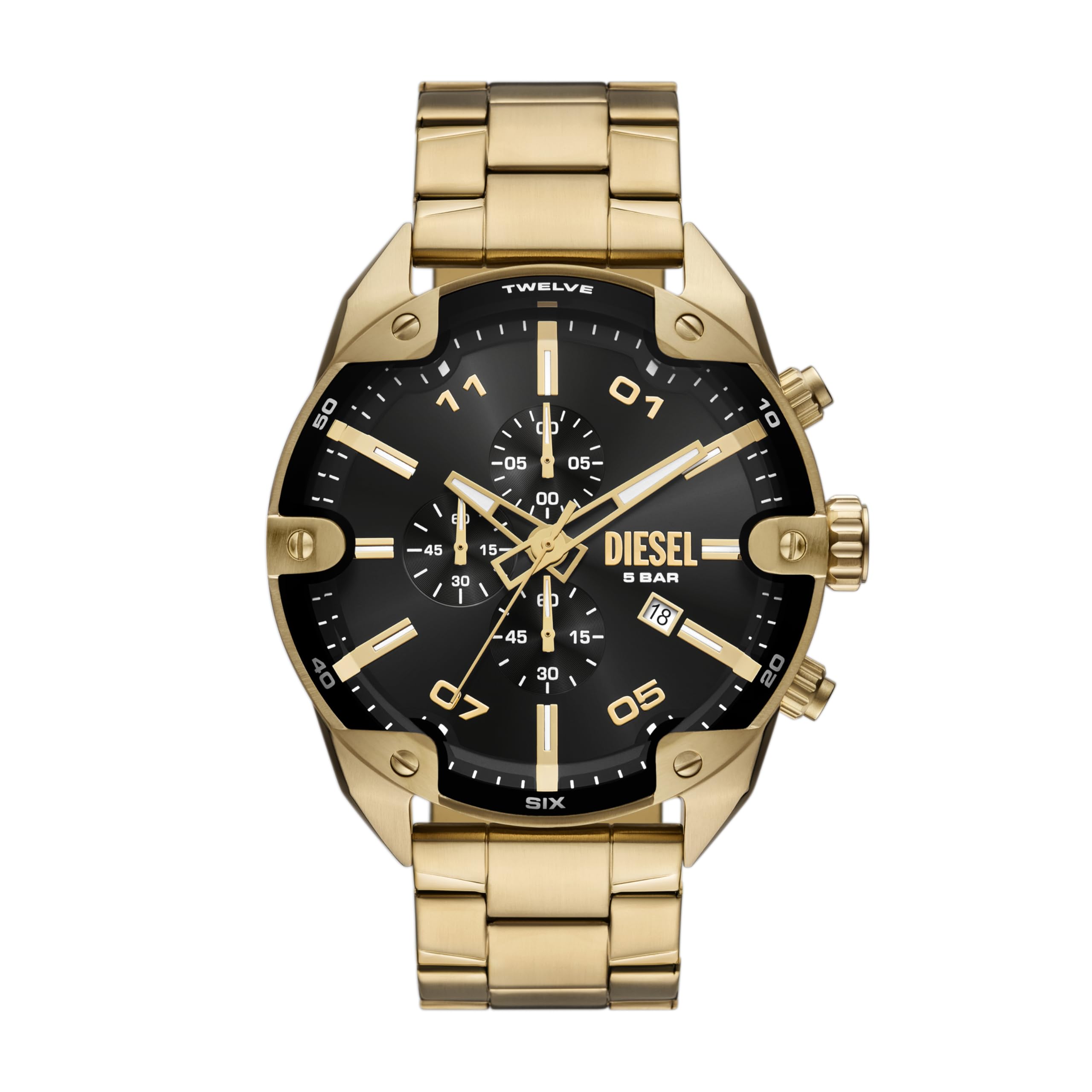 Diesel Men's Spiked Chronograph Gold-Tone Stainless Steel Watch