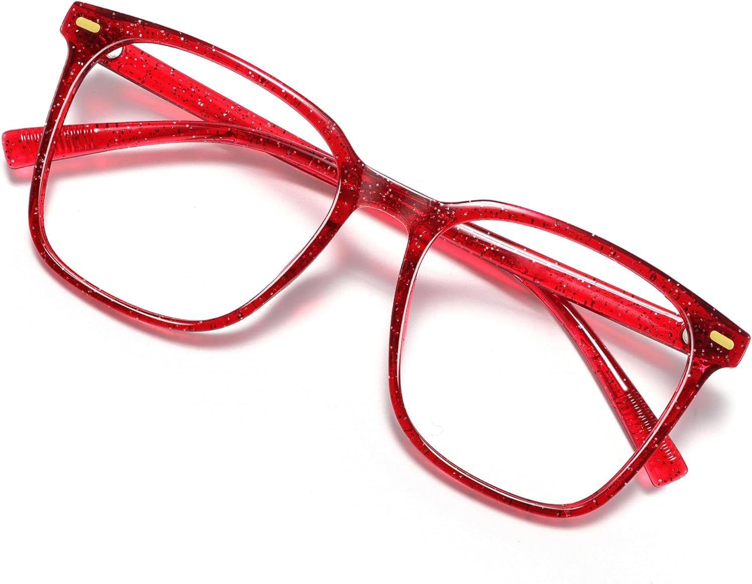 MACJERO Oversized Square Blue Light Blocking Glasses for Women Men, Anti-Fatigue Computer Monitor Glasses Reduce Eye Strain(Pearl red) 1 Pack