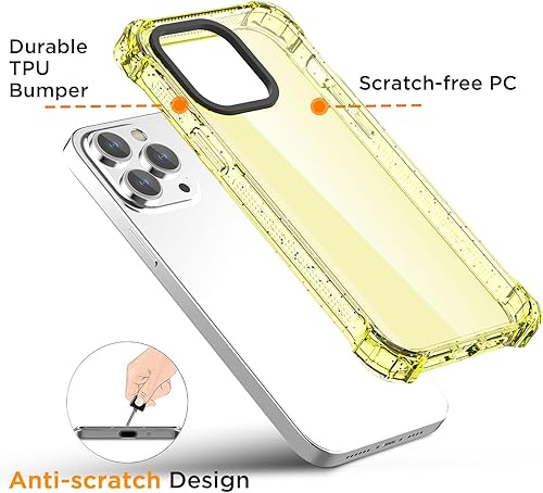 Miniatura 6 de AICase Funda Bounce compatible con iPhone 14 Pro Max, color amarillo transparente, impacto, a prueba de golpes, linda funda protectora para teléfono