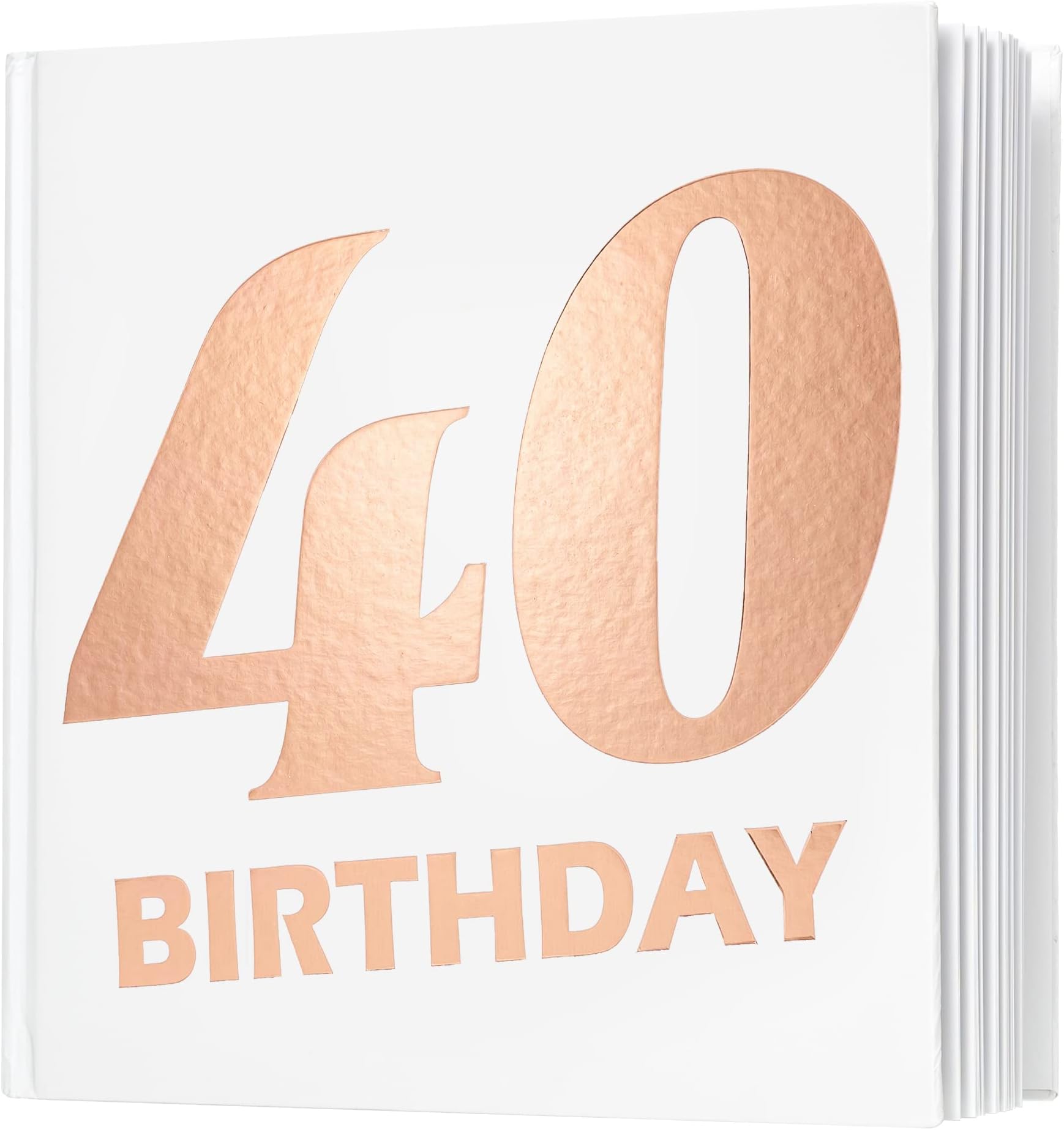Calculs 40th Wedding Picture Book for Parents Memories Keepsake 40th Birthday Party Guest Book Polaroid 8.5” Square Rose Gold Scrapbook Hardcover Blank White Pages for Instax