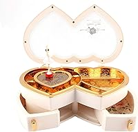 Vista 1 de Caja de música de bailarina caja de joyería musical caja de joyería musical de bailarina de doble corazón caja de regalo de música con bola