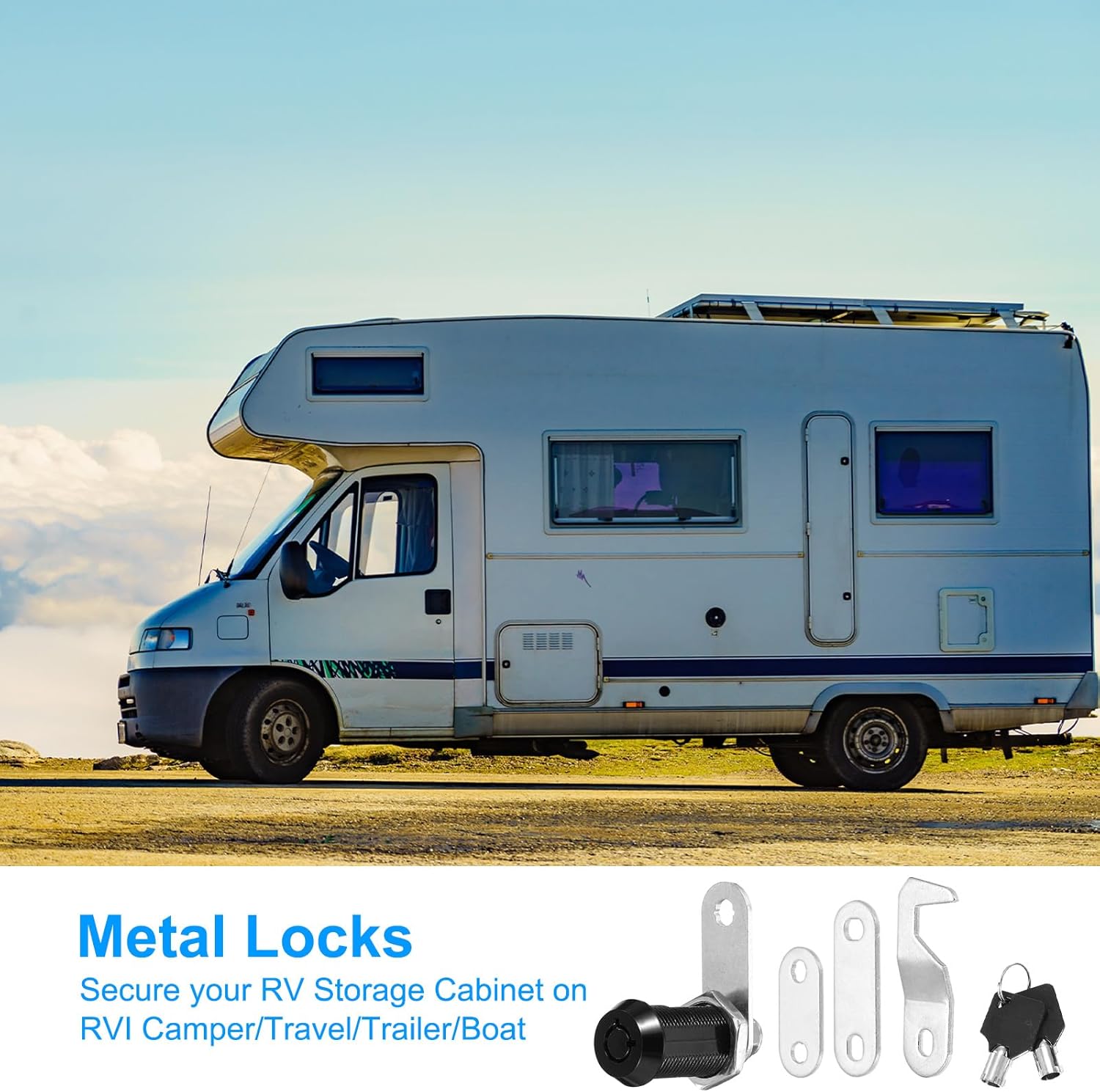 PATIKIL 1-1/8 Inch Black Cabinet Locks with Black Keys, 1 Pack Zinc Alloy Cam Lock Cylinder RV Lock Set Keyed Alike for Cabinet RV Drawer Storage Door Tool Box