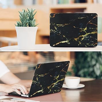 McStorey MacBook Pro 13 İnç Kılıf A1425 A1502 Uyumlu Sert Kapak Hard Case Koruyucu Retina 13 Laptop Kılıfı Siyah Mermer Desenli İnce Hafif Tam Koruma Siyah