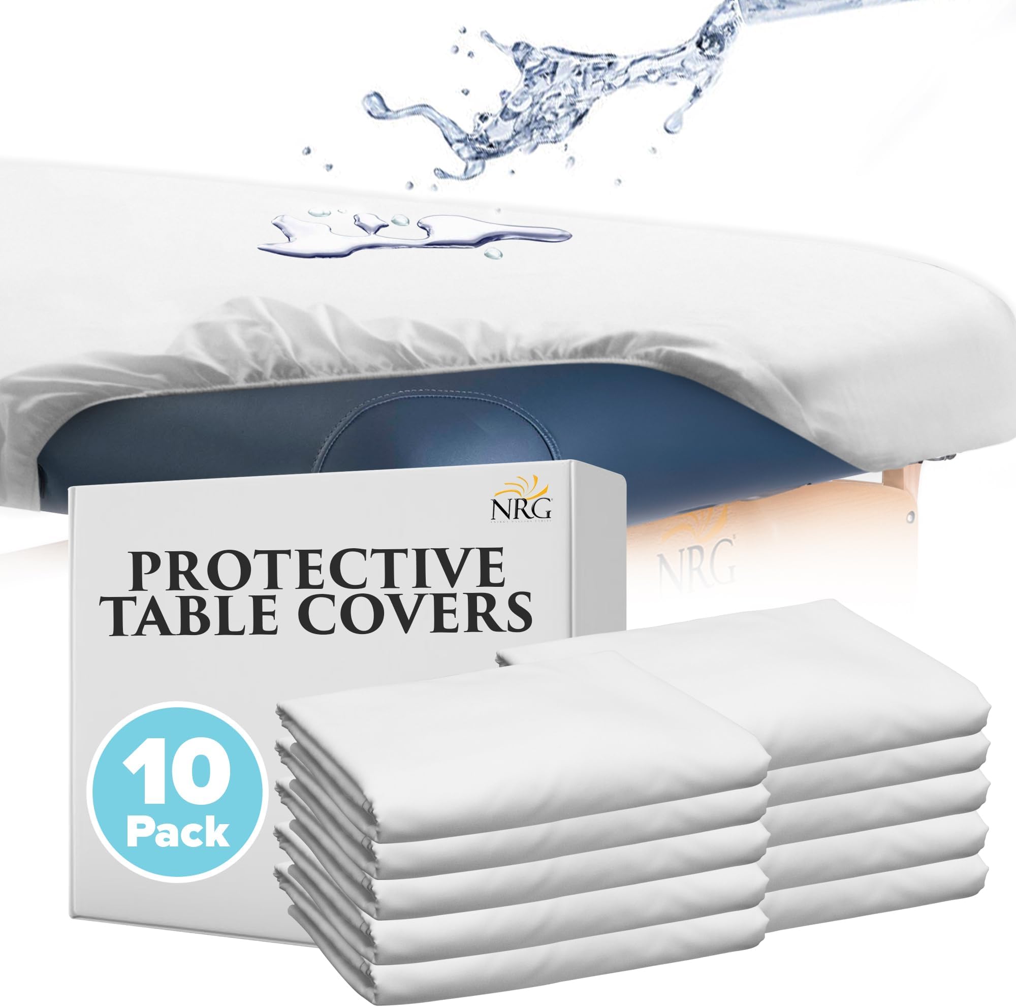 NRG Reusable Protective Massage Table Cover, 10Pack Waterproof Massage Bed Cover